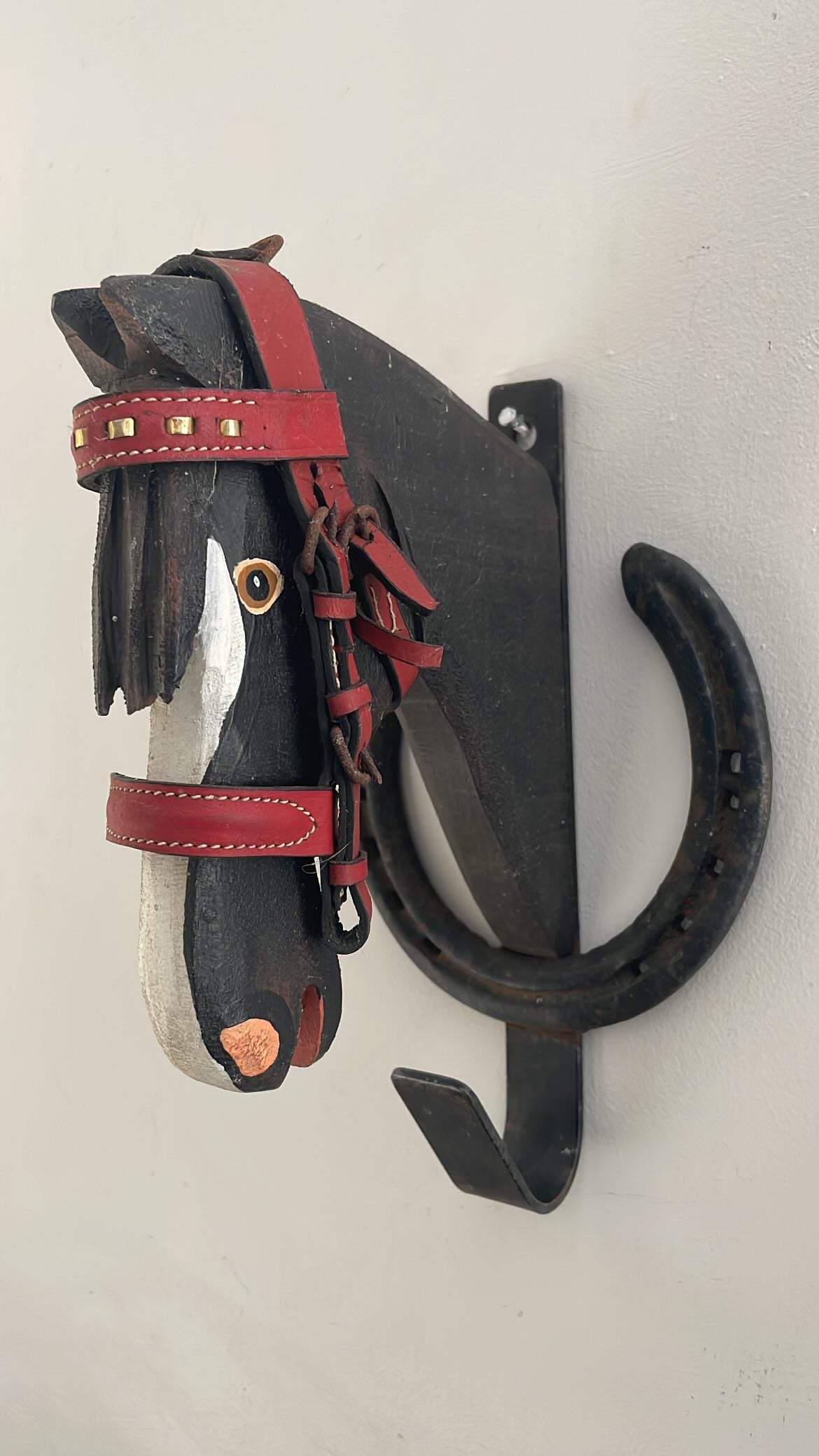 Folk Art Horse & Horseshoe Hook