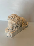Vintage Sleeping Lion Stone Statue
