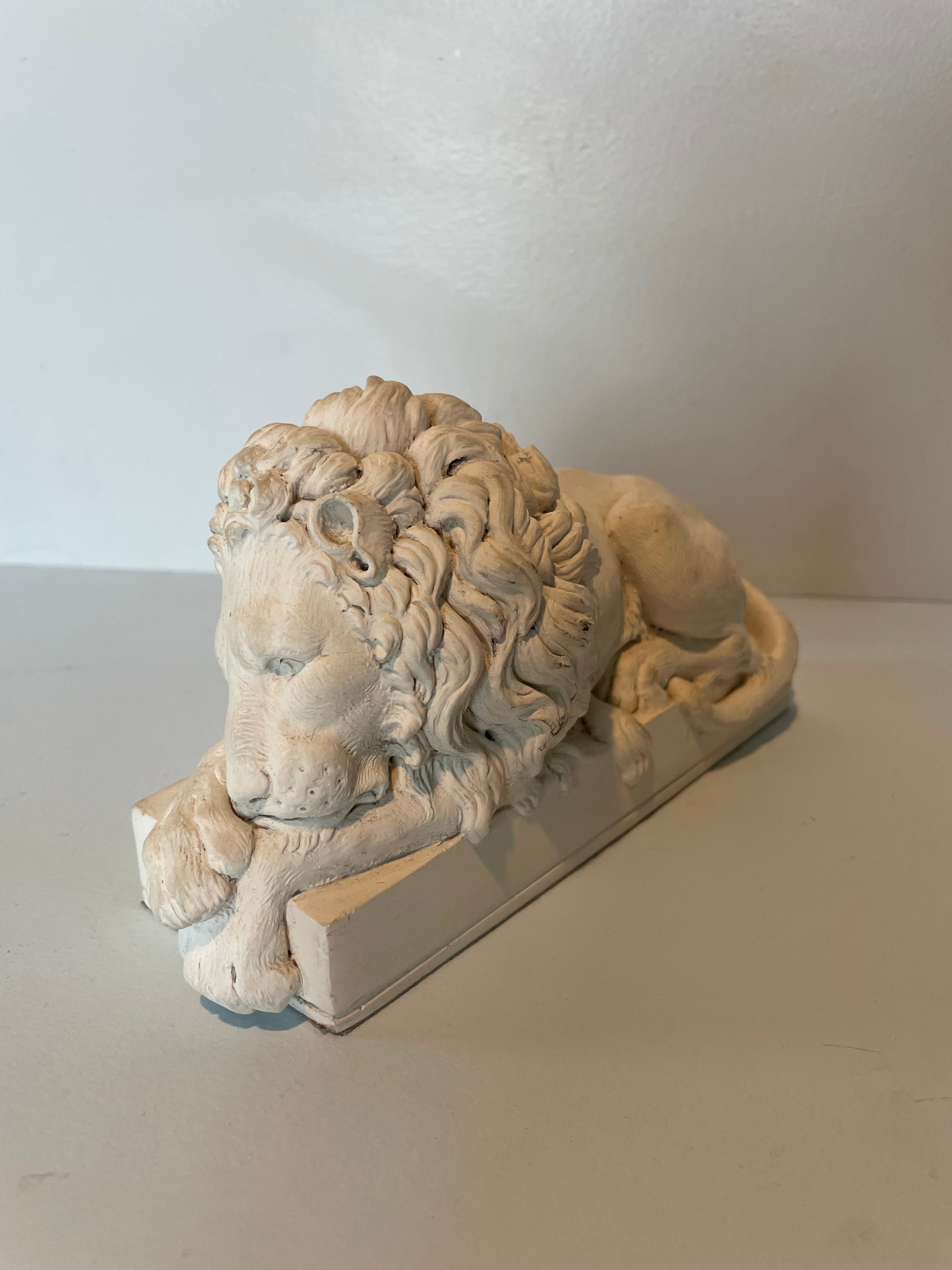 Vintage Sleeping Lion Stone Statue