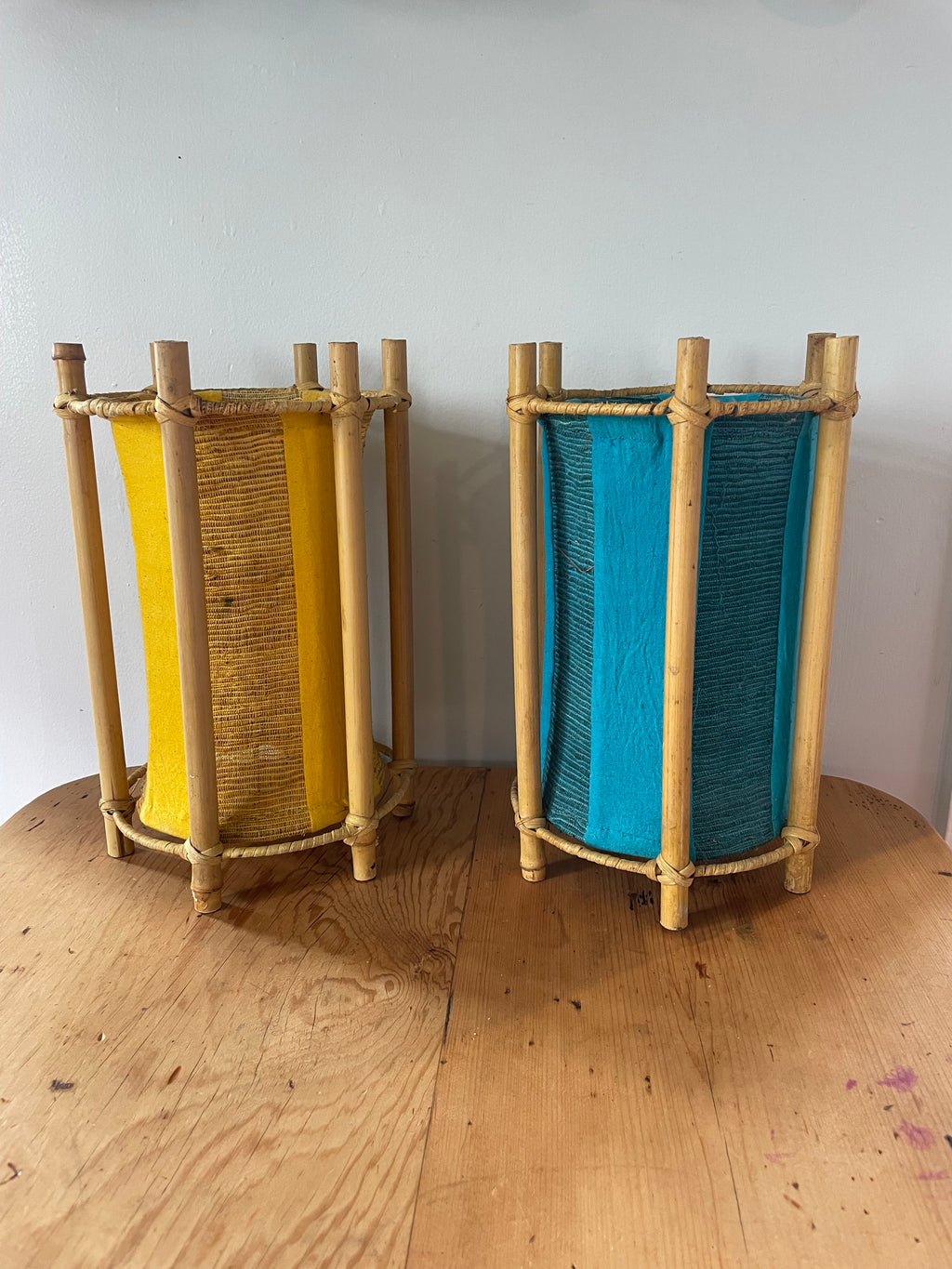 Blue Stripe Bamboo Lamp