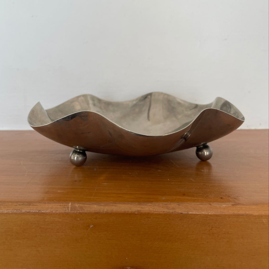 Vintage Wavy Ball Footed Dish