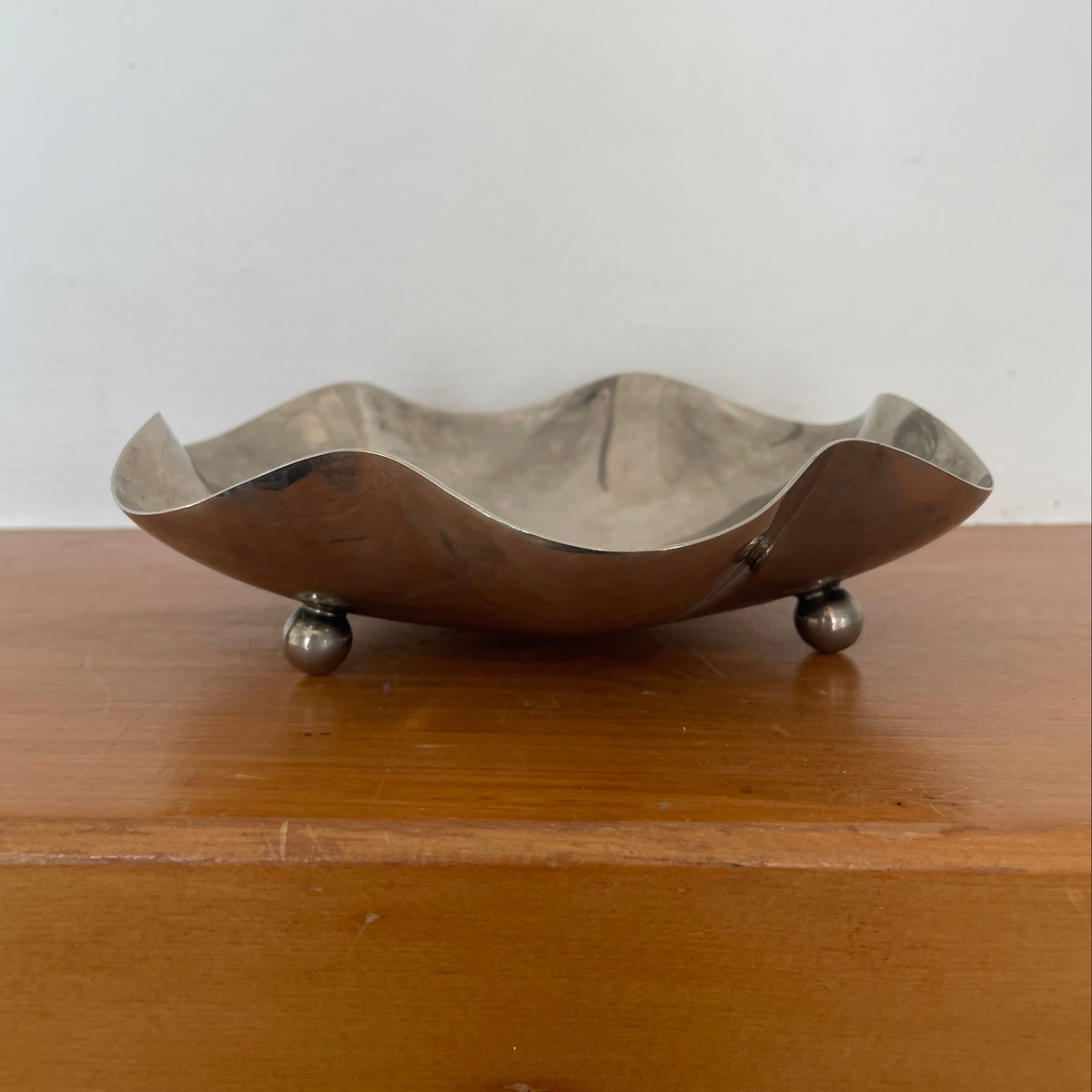 Vintage Wavy Ball Footed Dish