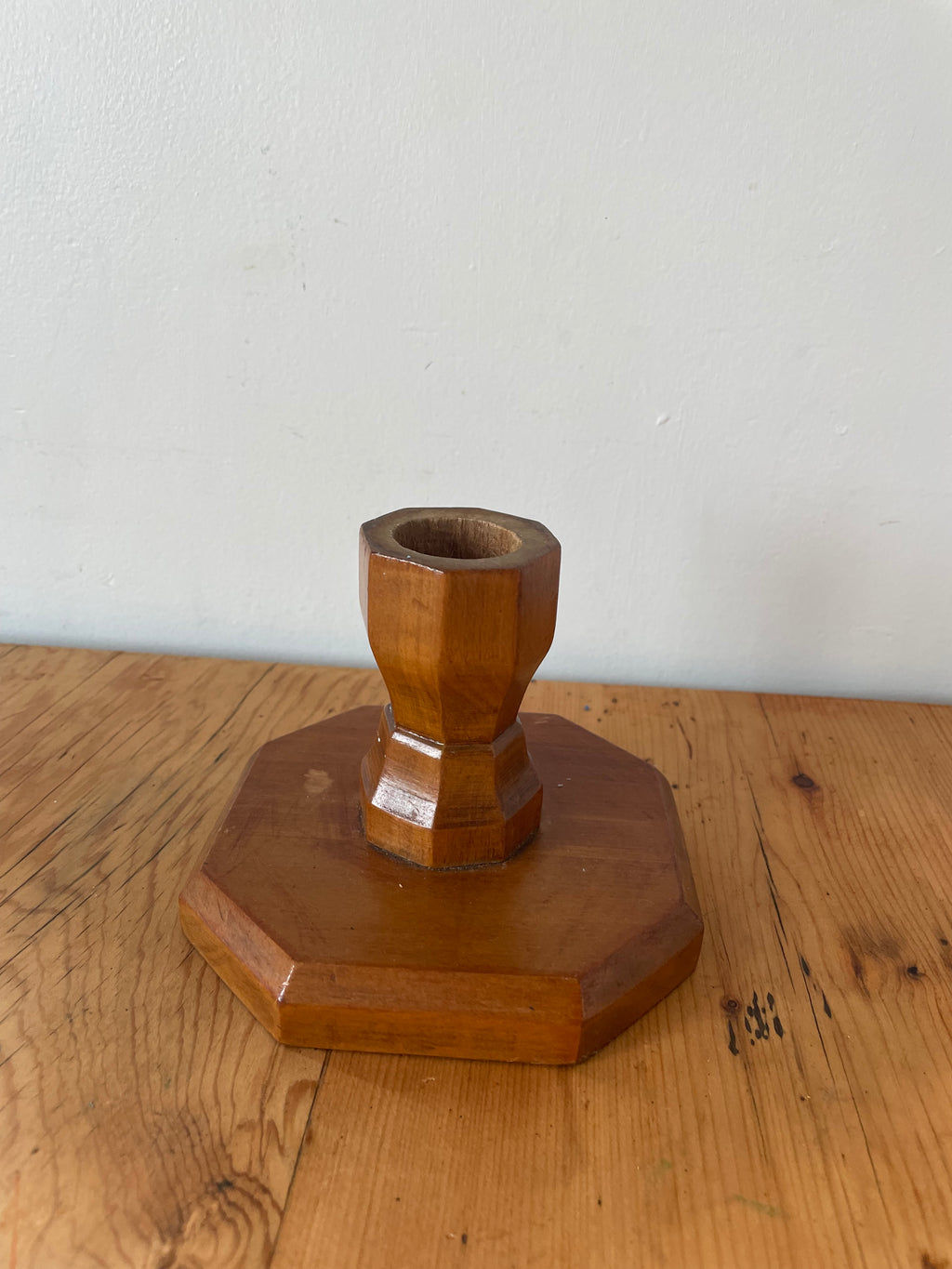 Wooden Hexagon Shaped Candle Holder