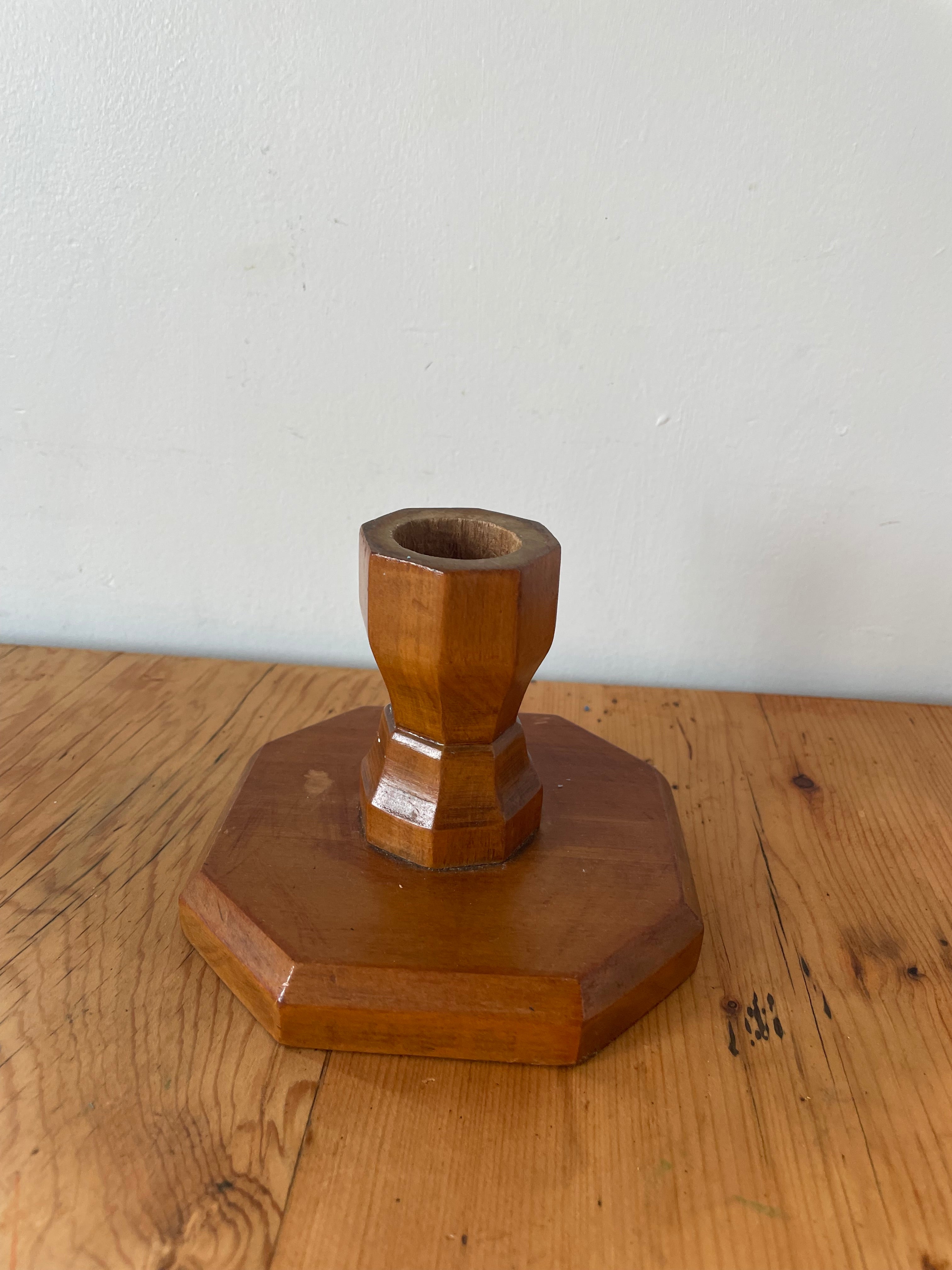 Wooden Hexagon Shaped Candle Holder