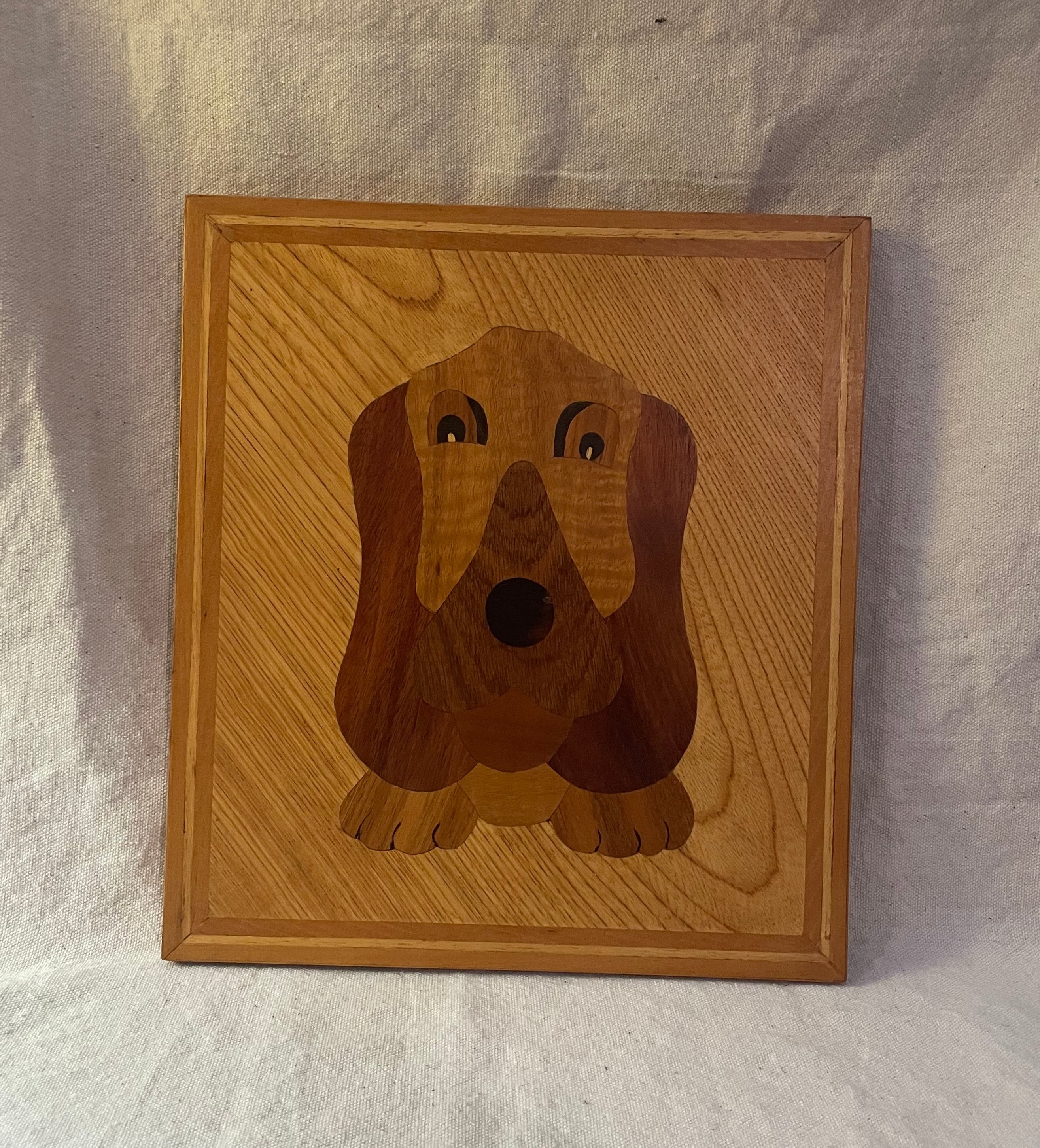 Vintage Intarsia Basset Hound