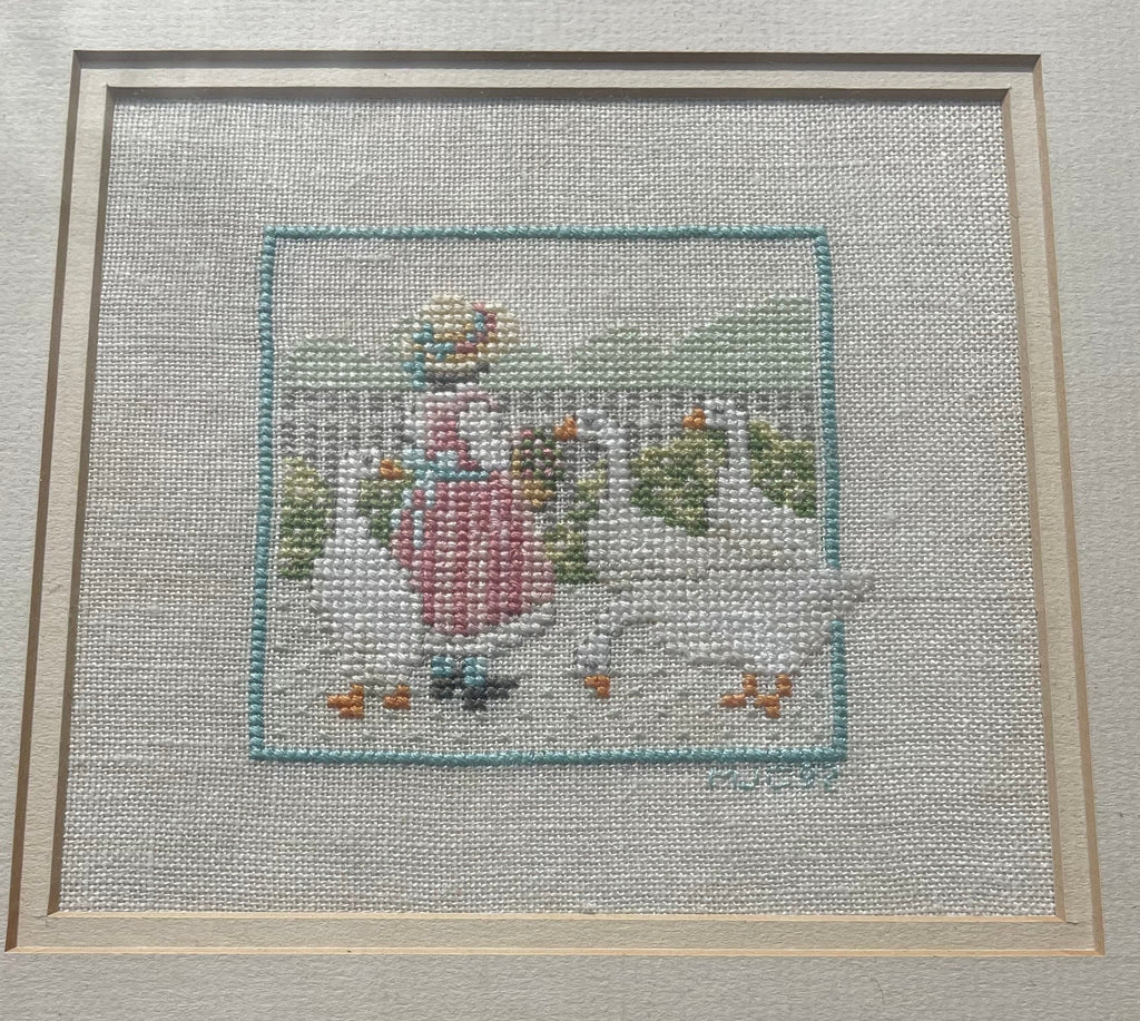 Girl With Geese Cross Stitch