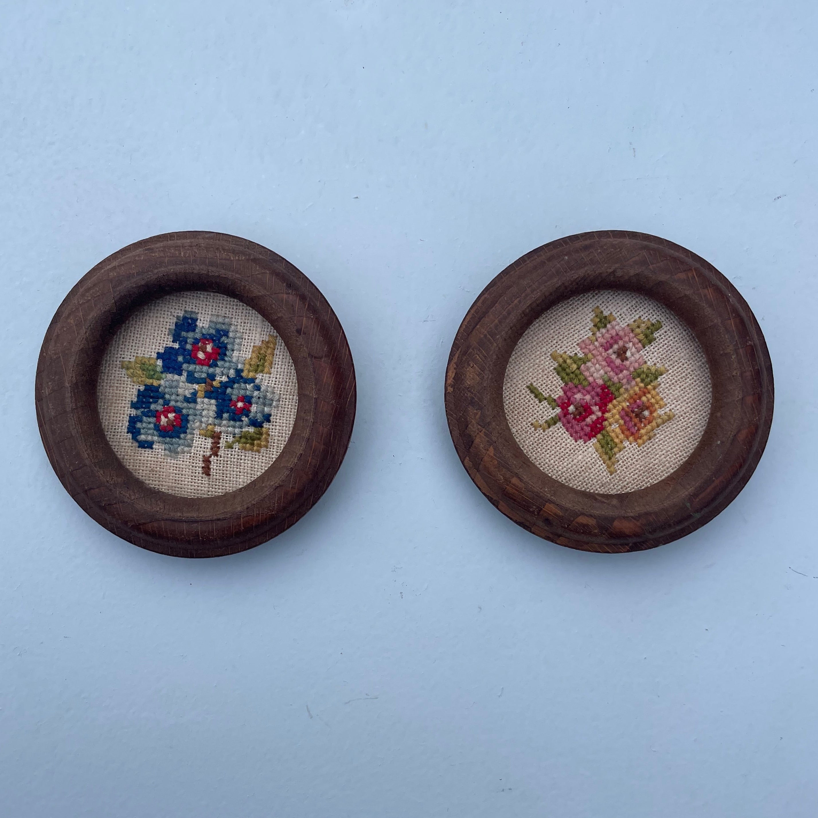Pair Of Embroidered Posies