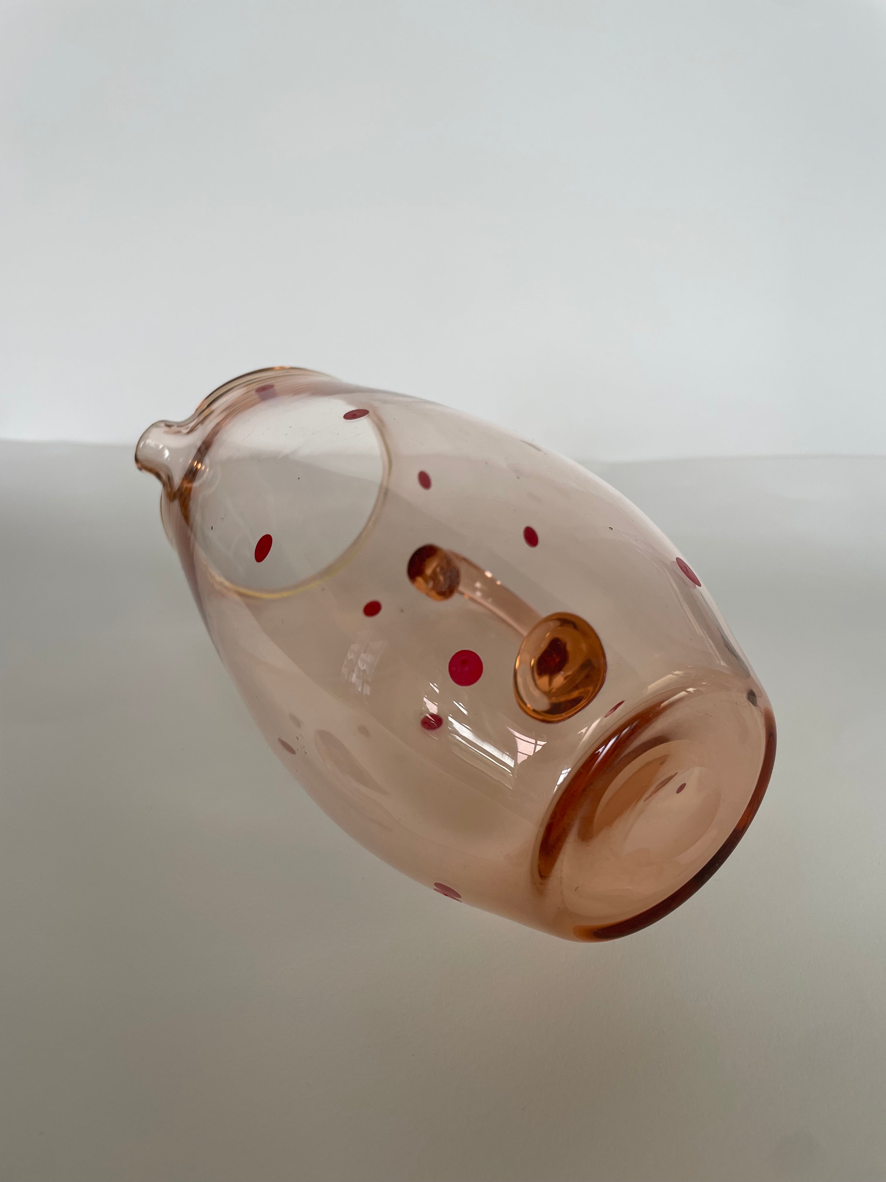 Handblown Rose Glass Pitcher