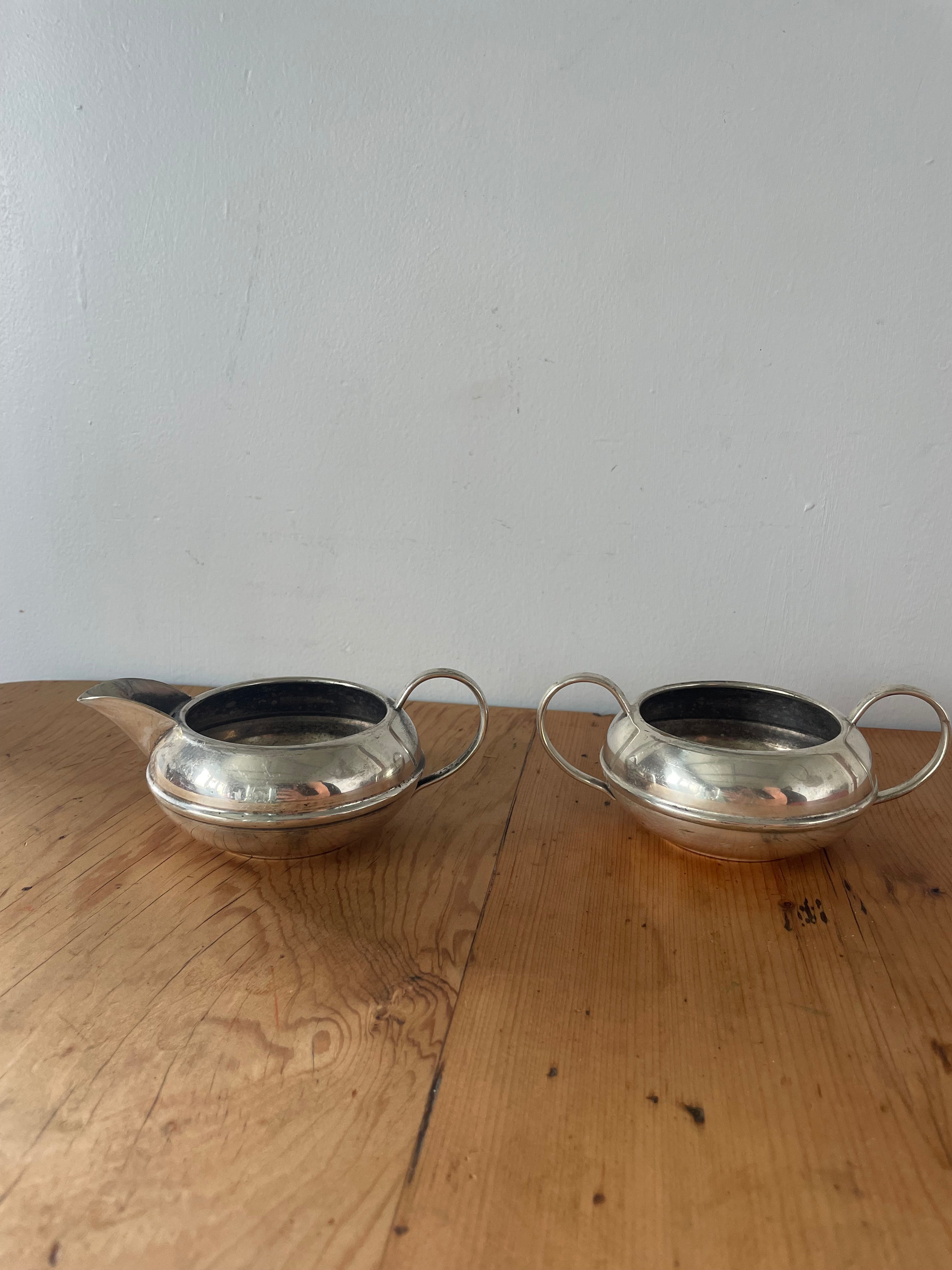 Antique Silver Plated Creamer and Sugar Set