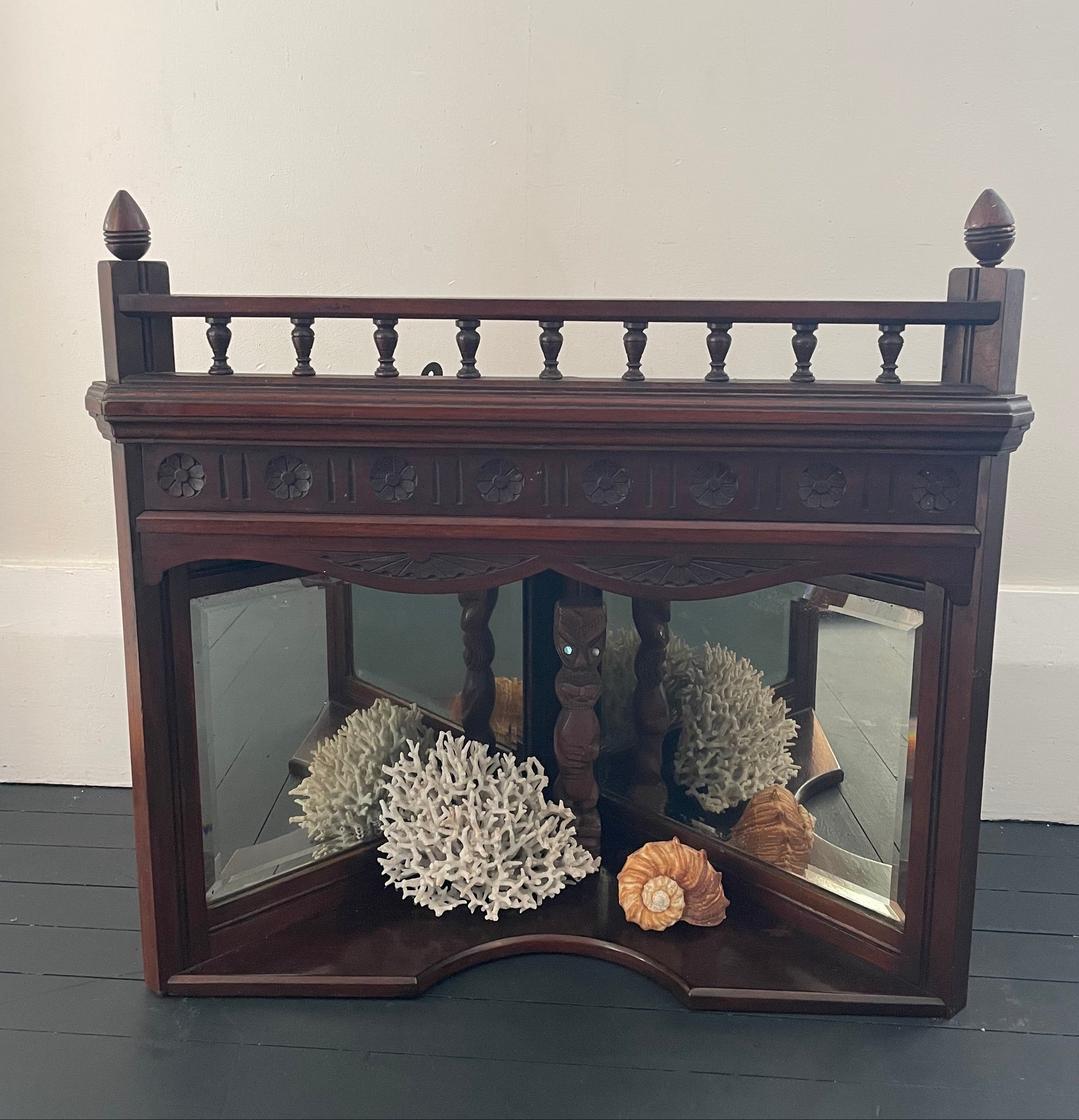 Antique Mirrored Diorama Corner Shelf