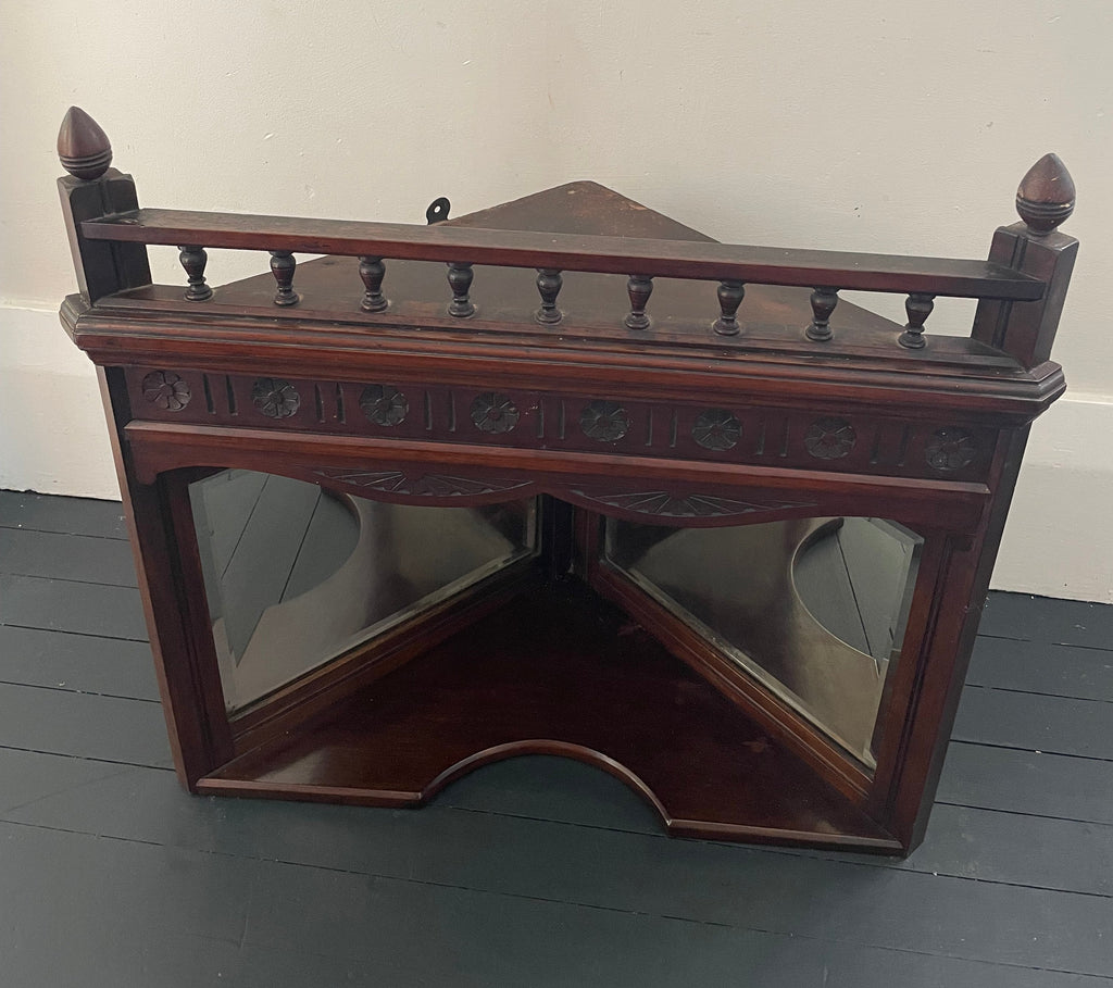 Antique Mirrored Diorama Corner Shelf