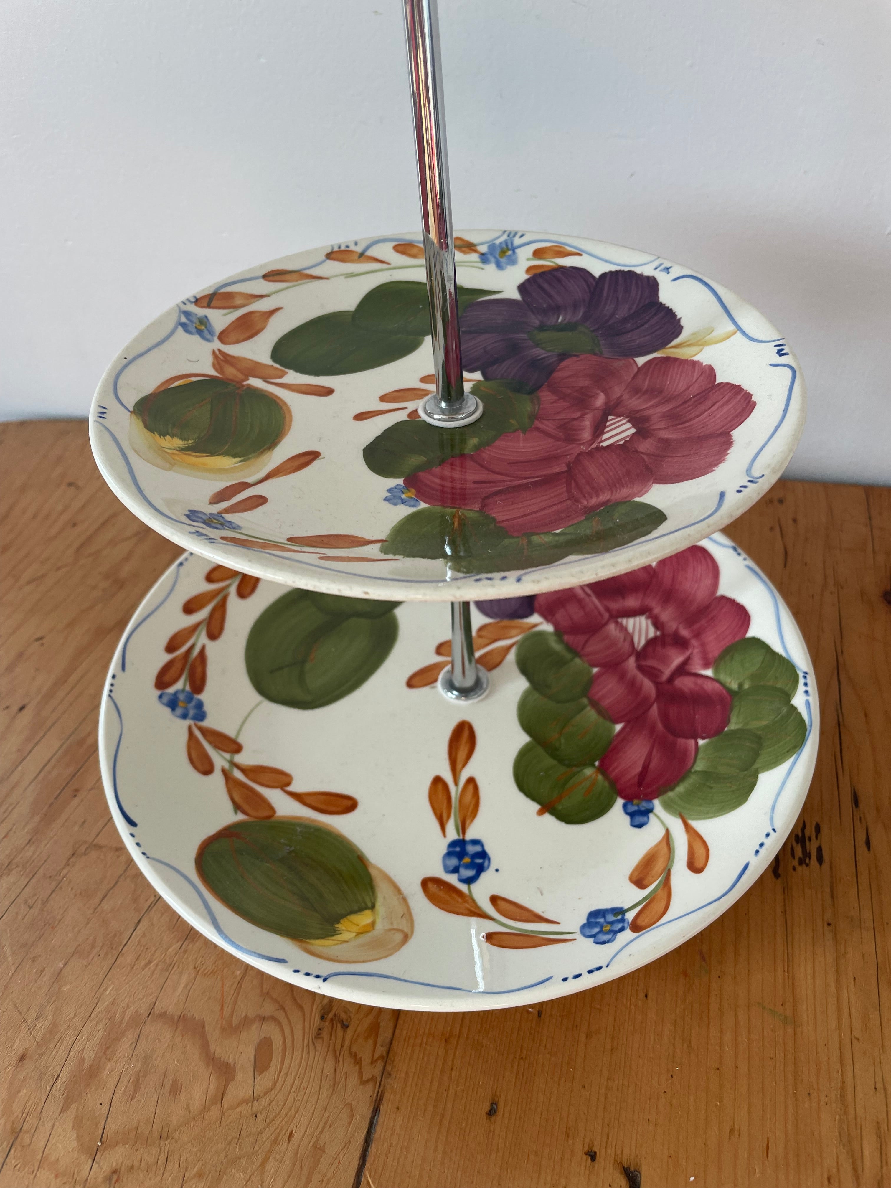 Handmade Crown Lynn Fleurette Cupcake Stand