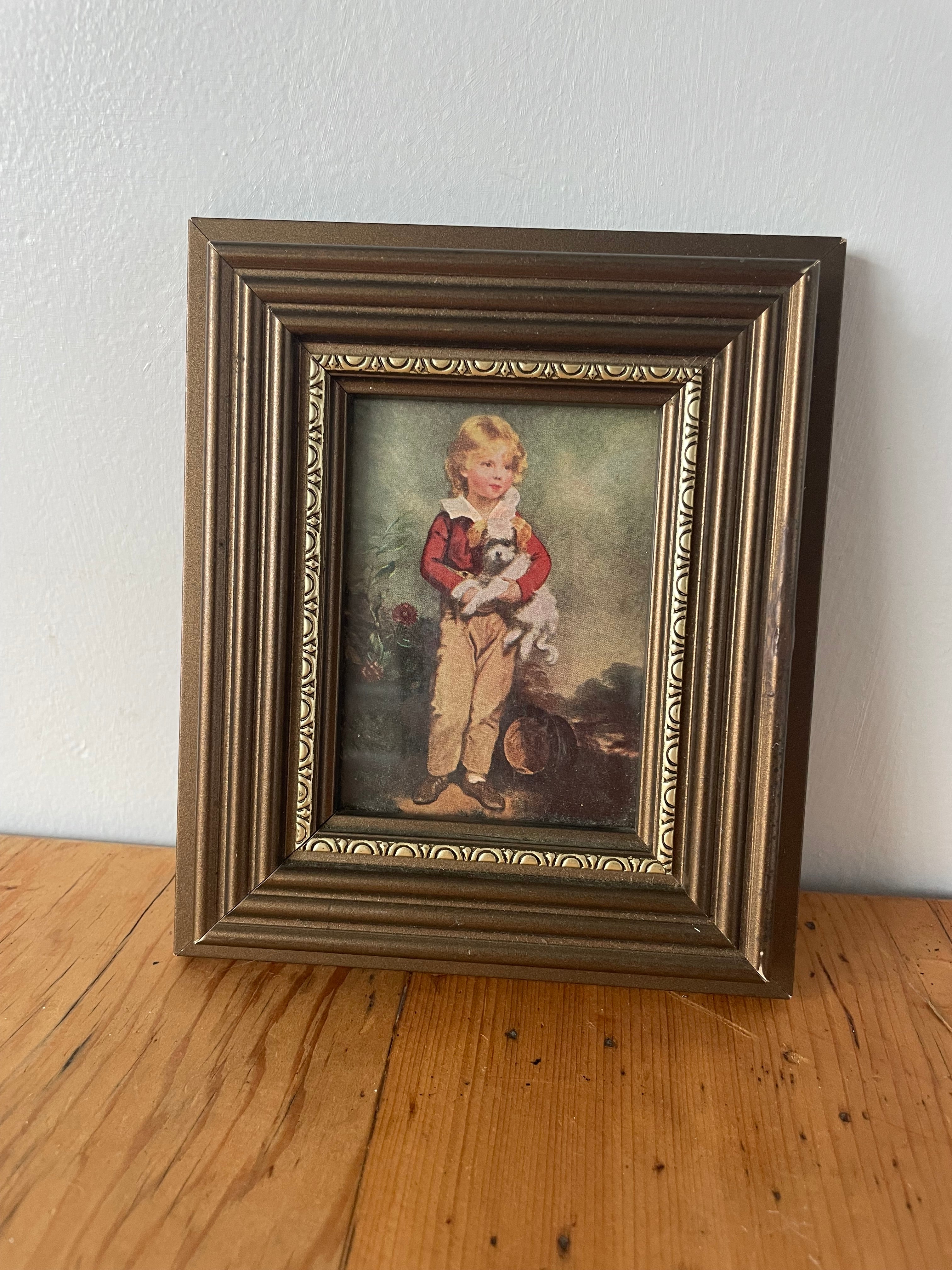Vintage Miniature Boy With Dog