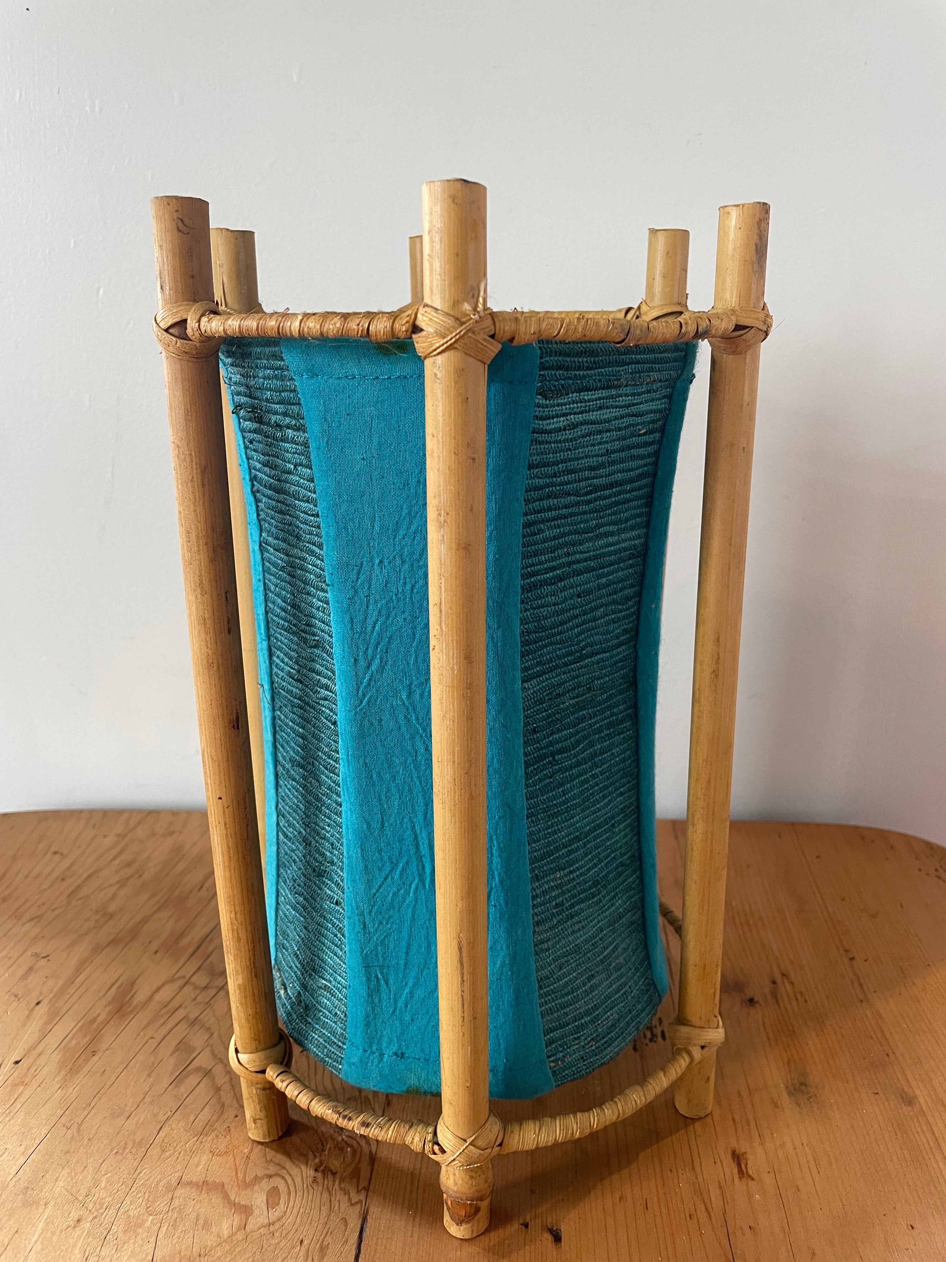 Blue Stripe Bamboo Lamp