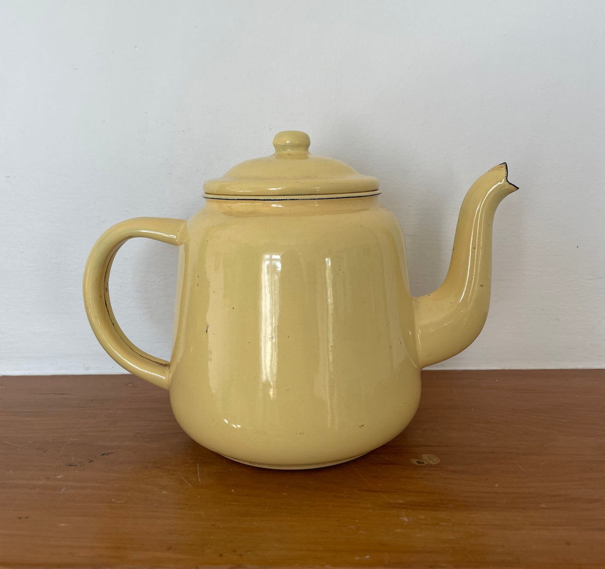 Vintage Yellow Enamel Teapot