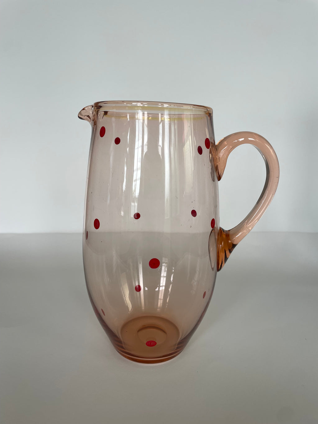 Handblown Rose Glass Pitcher