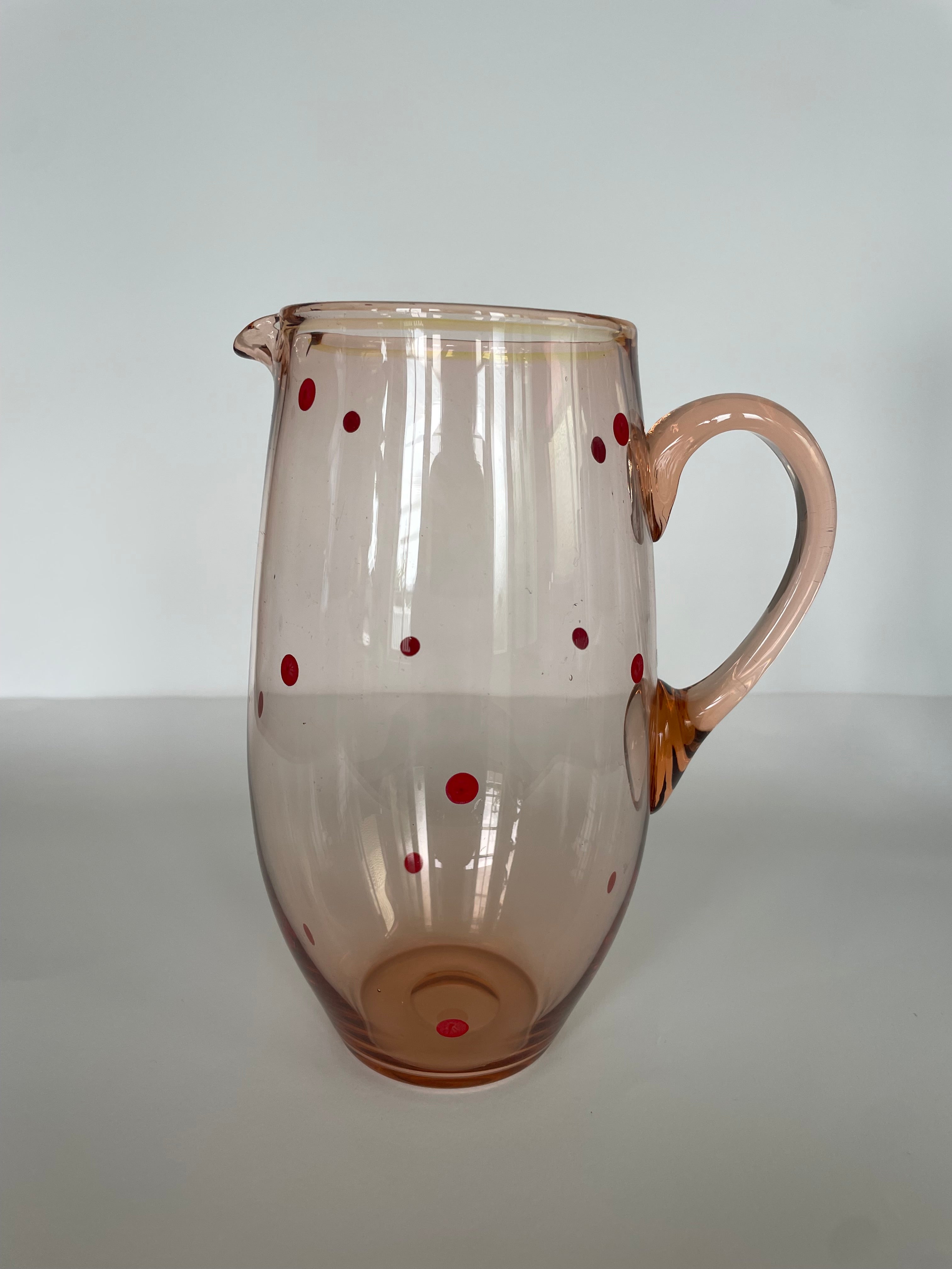 Handblown Rose Glass Pitcher