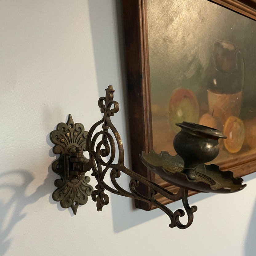 Victorian Gothic Brass Wall Sconce