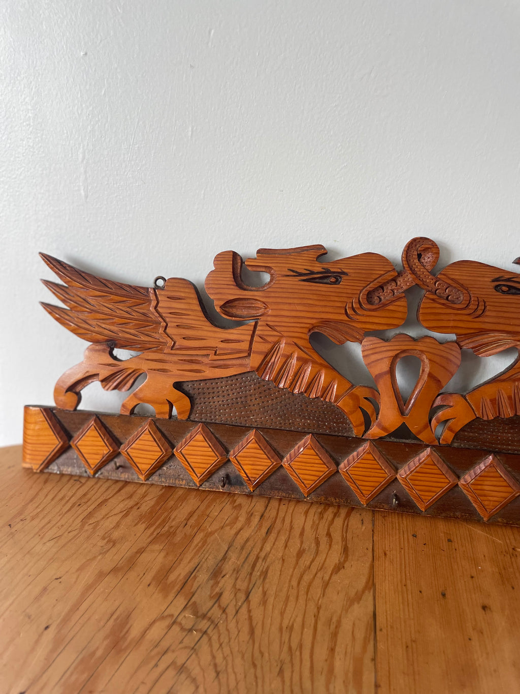 Carved Folk Art Dragon Key Hooks