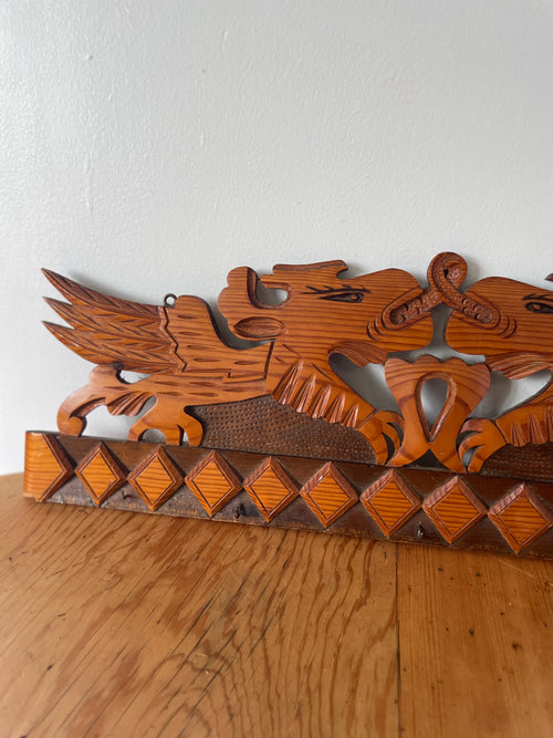 Carved Folk Art Dragon Key Hooks
