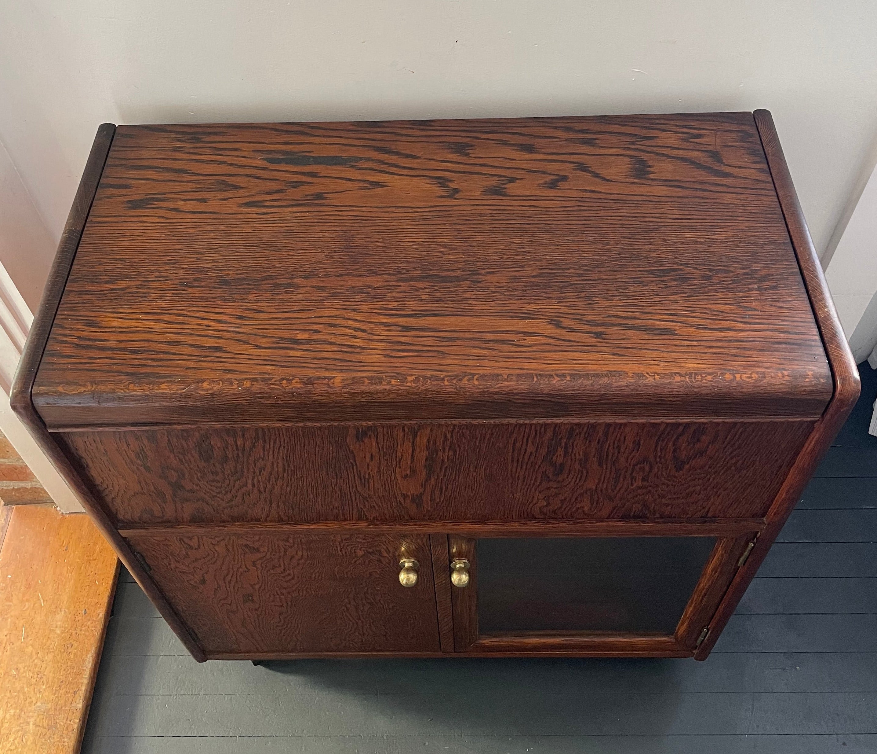 Vintage Oak Bar / Record Cabinet
