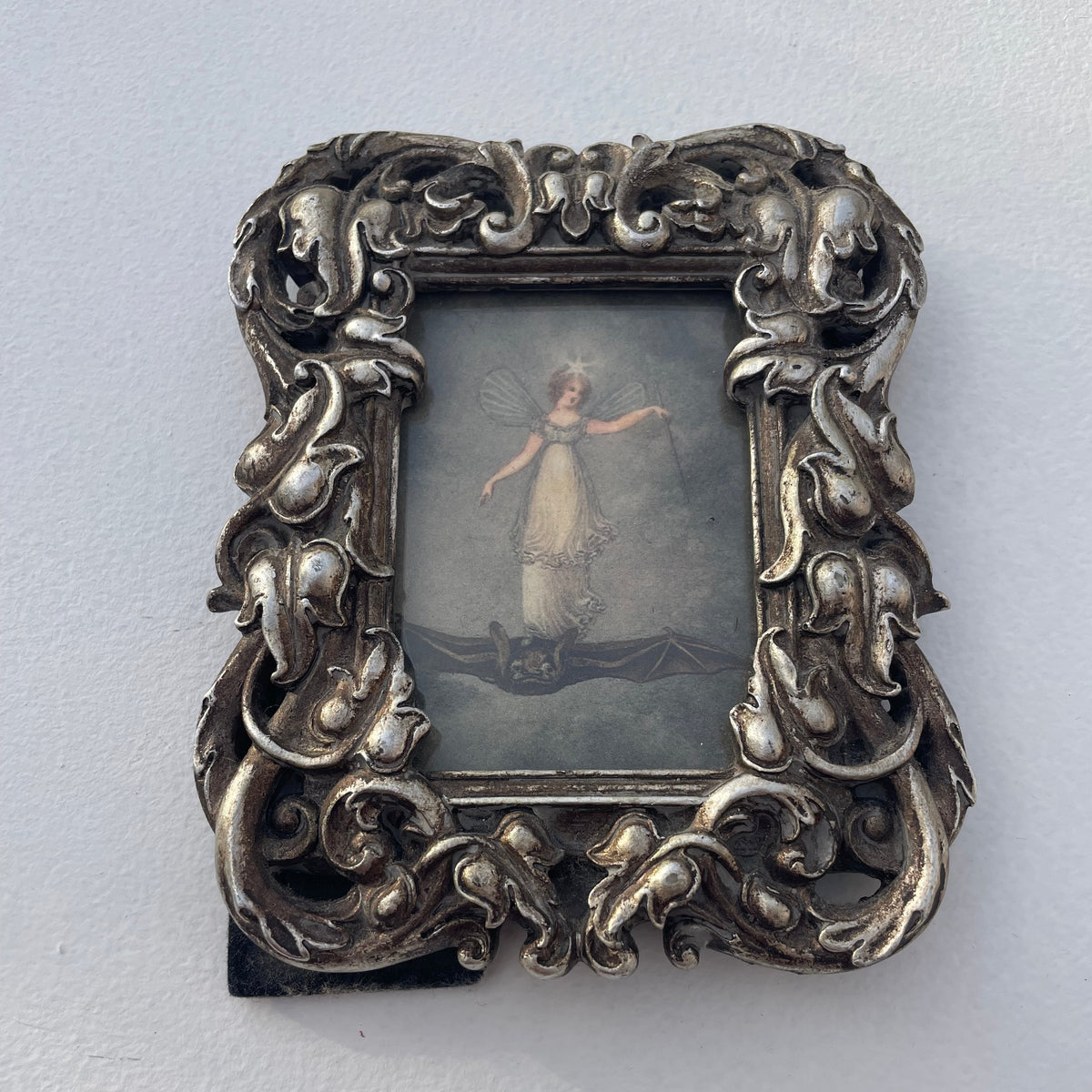 Fairy On A Bat In Ornate Standing Frame.