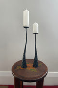 Brutalist Hammered Metal Candlesticks