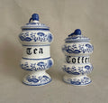 Blue & White Tea And Coffee Cannisters