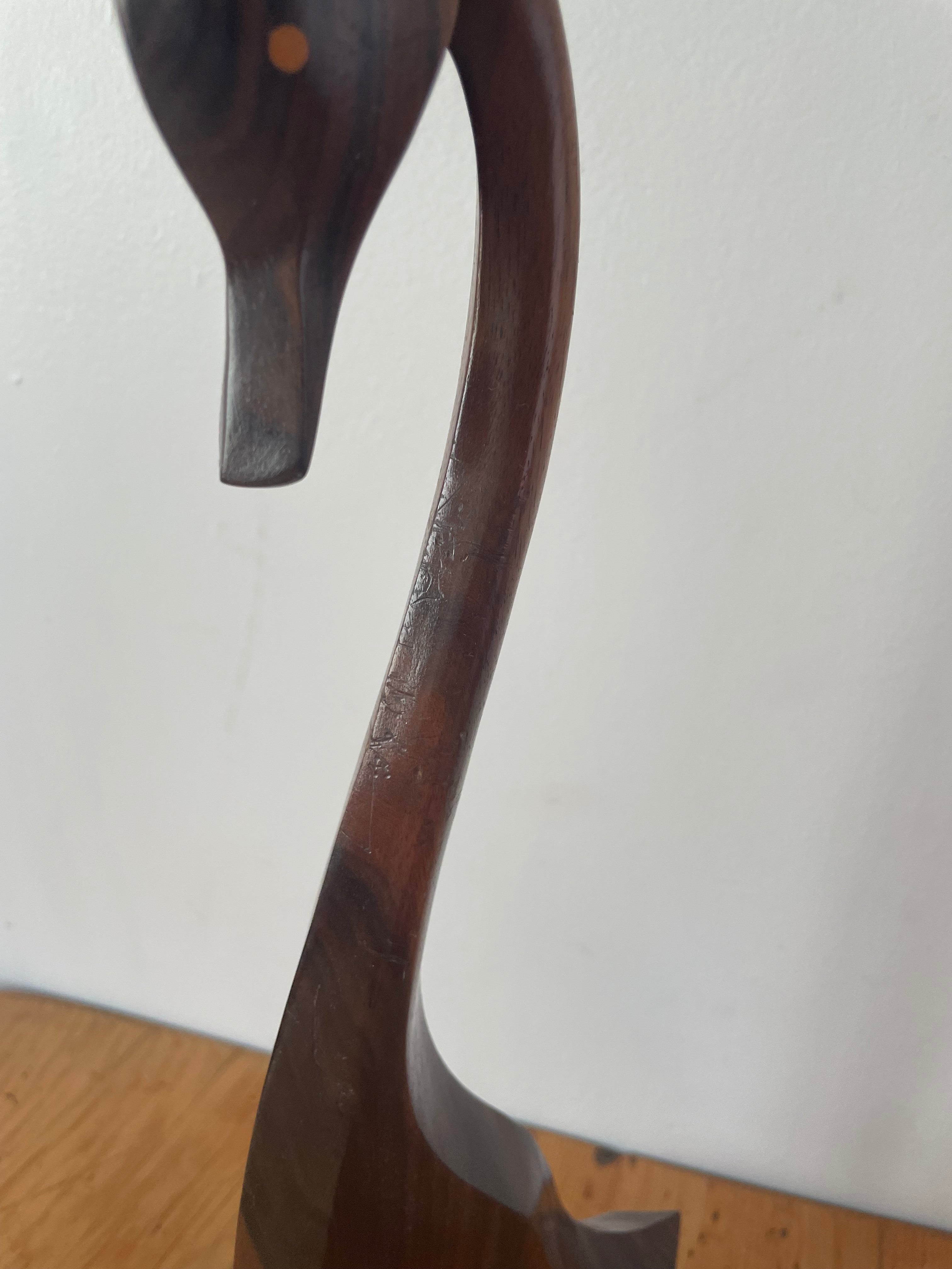Large Mid Century Wooden Swan