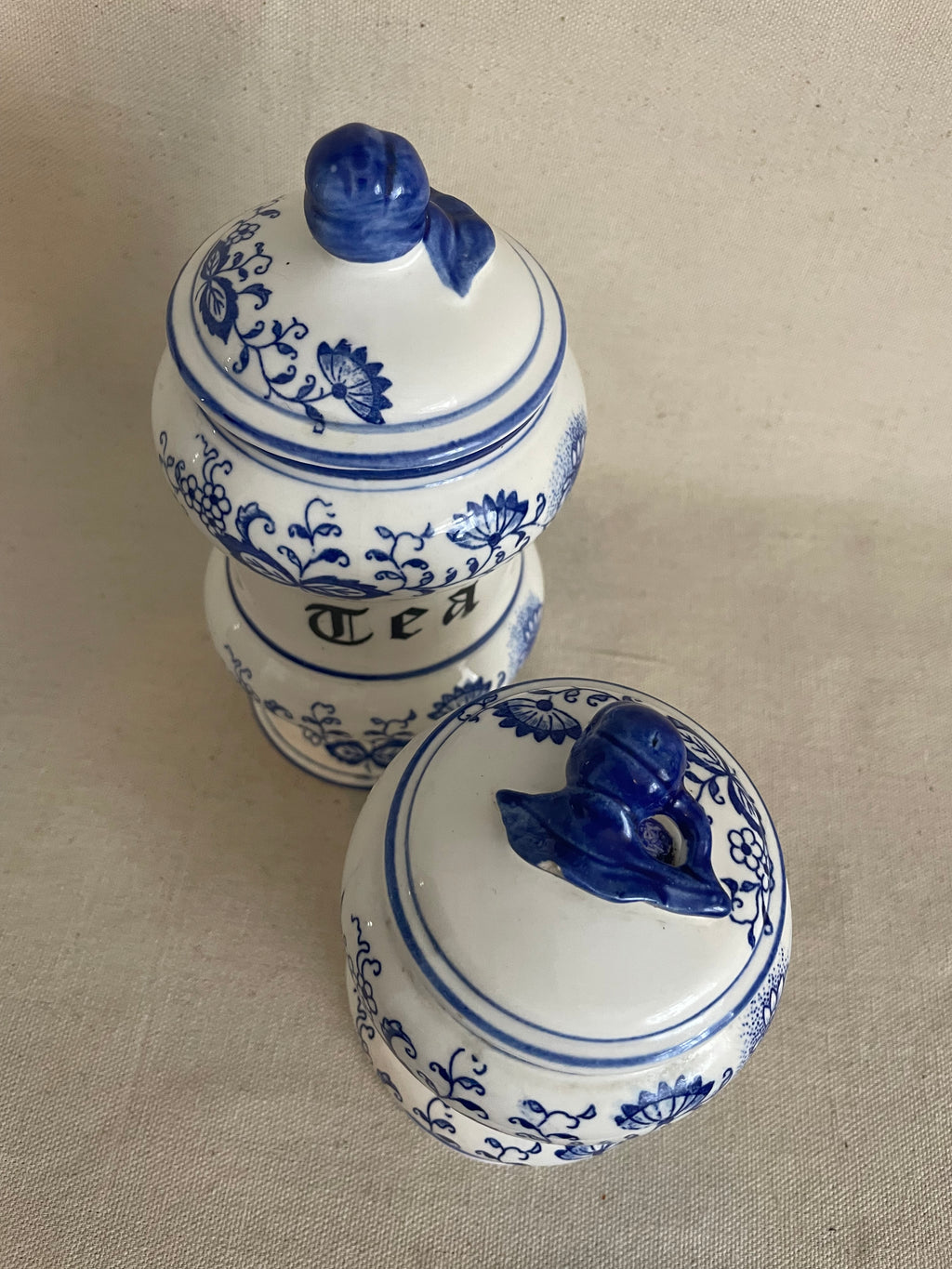 Blue & White Tea And Coffee Cannisters