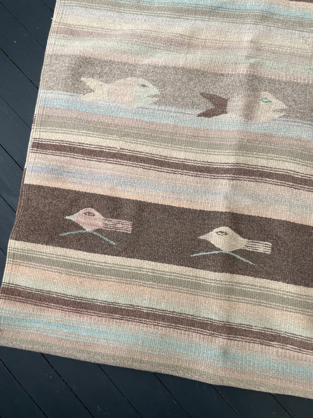 Bird And Fish Wool Kilim Rug