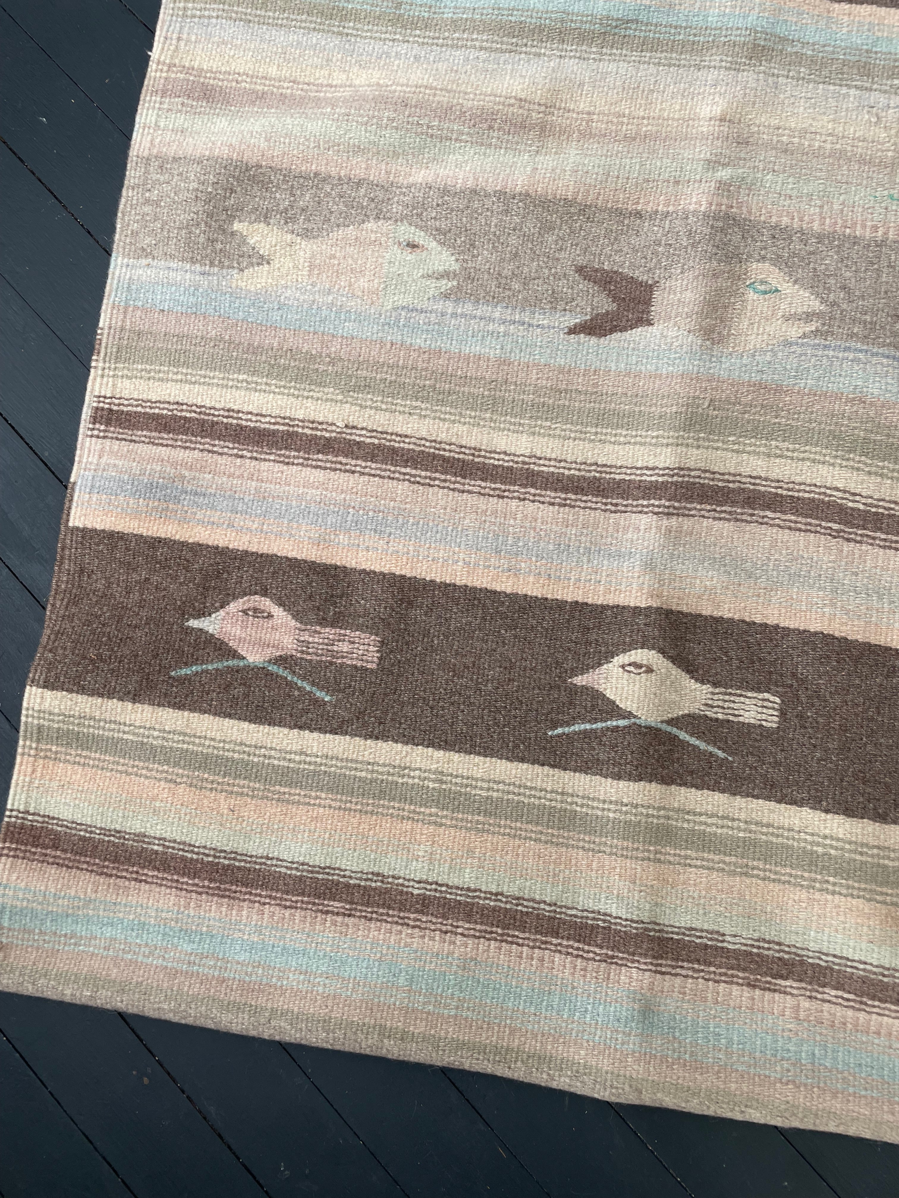 Bird And Fish Wool Kilim Rug