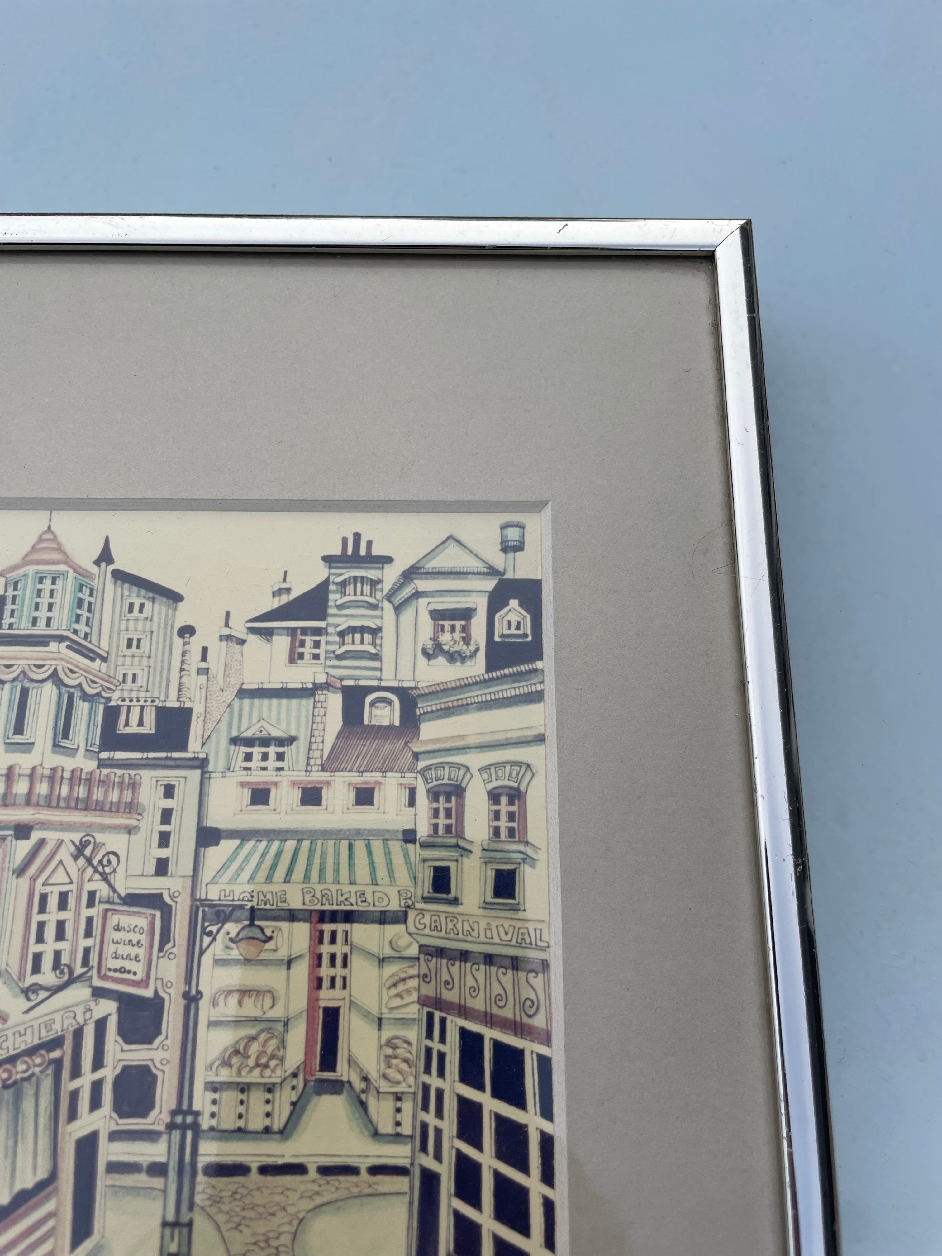 Vintage Striped And Checkered Buildings Print