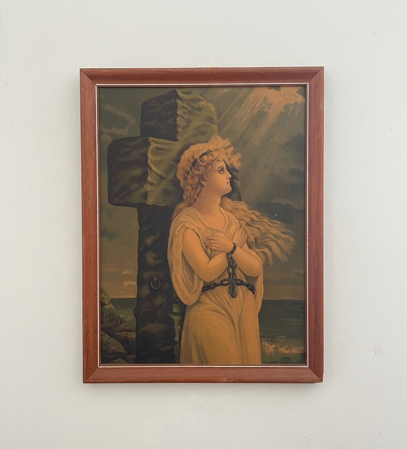 Vintage Woman On Cross Print