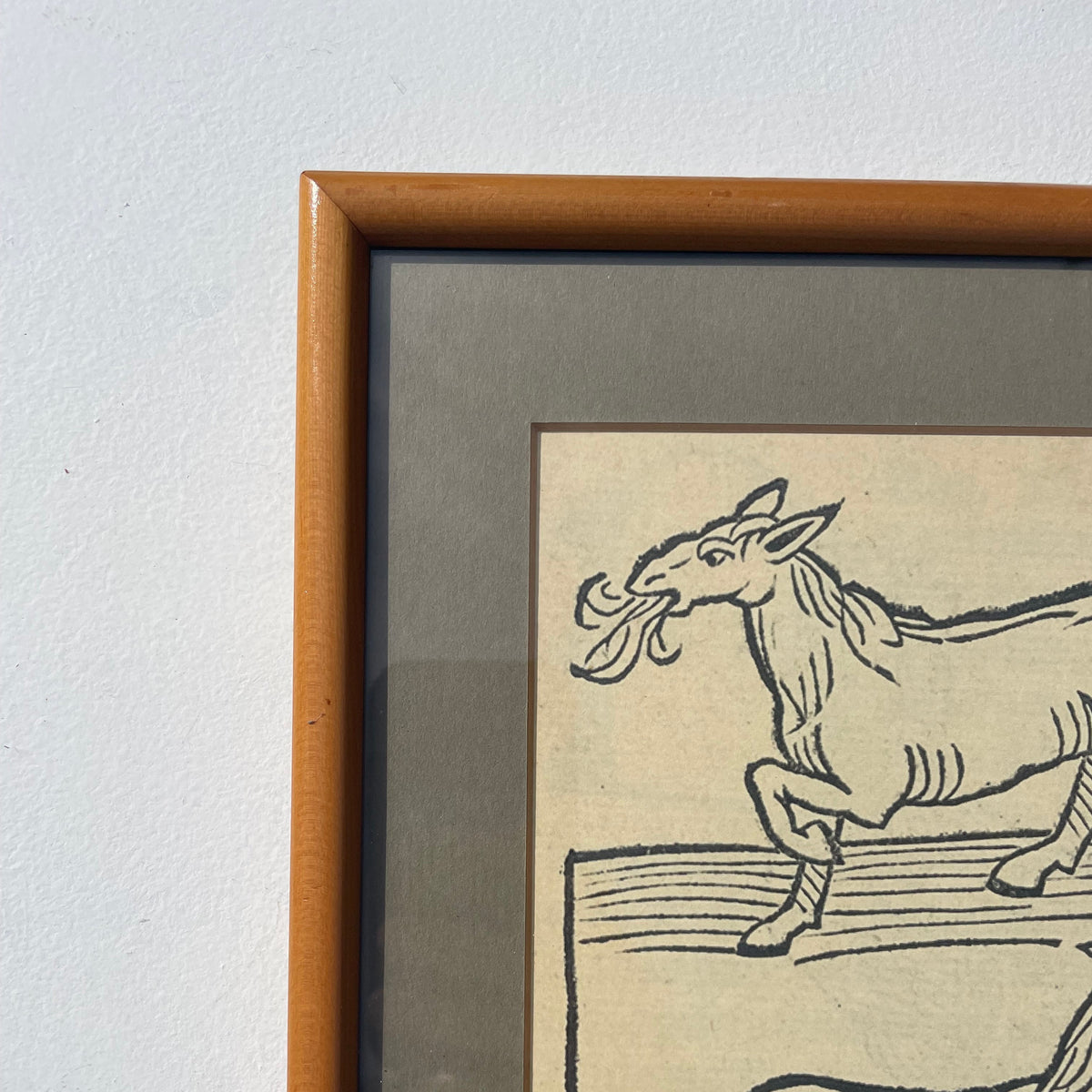 Horse & Unicorn Woodcut Print