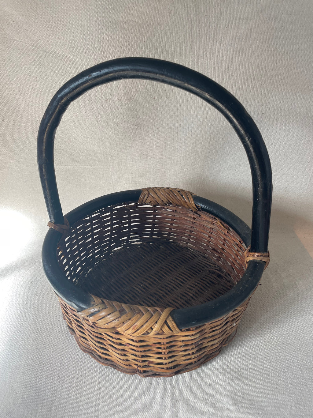 Black And Natural Cane Basket