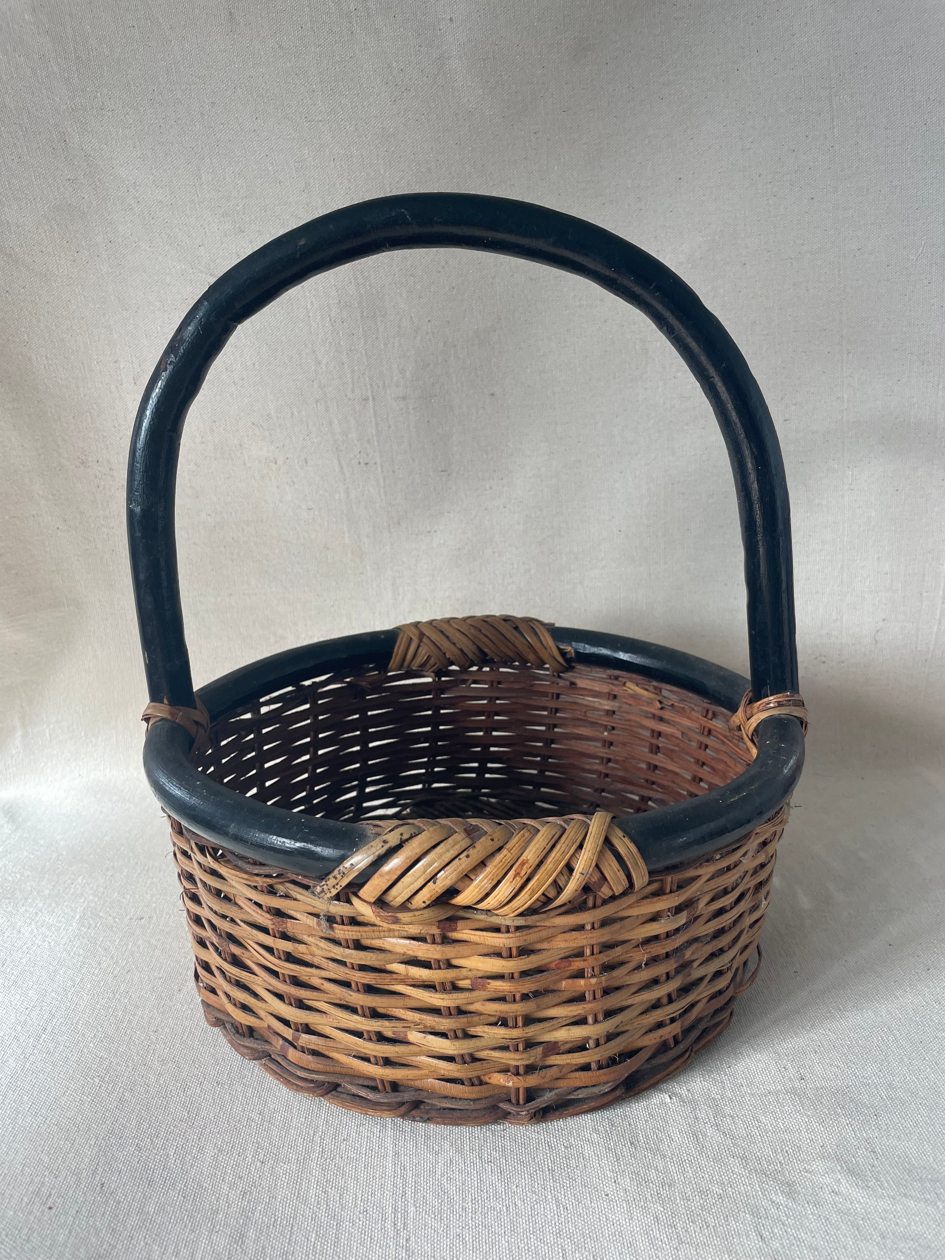 Black And Natural Cane Basket