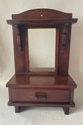 Wooden Standing Folk Mirror With Drawer