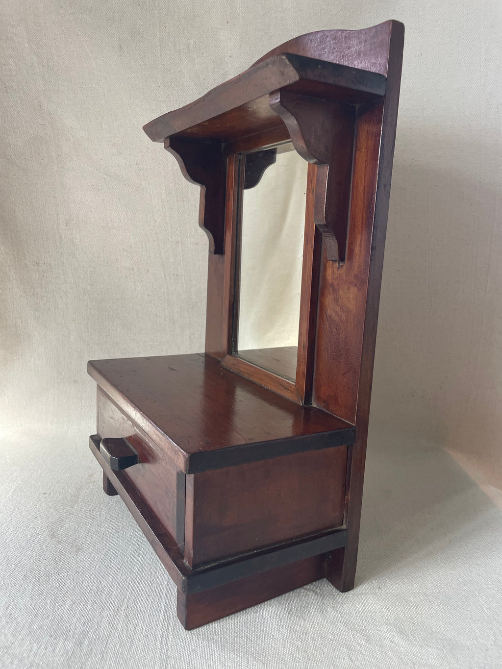 Wooden Standing Folk Mirror With Drawer