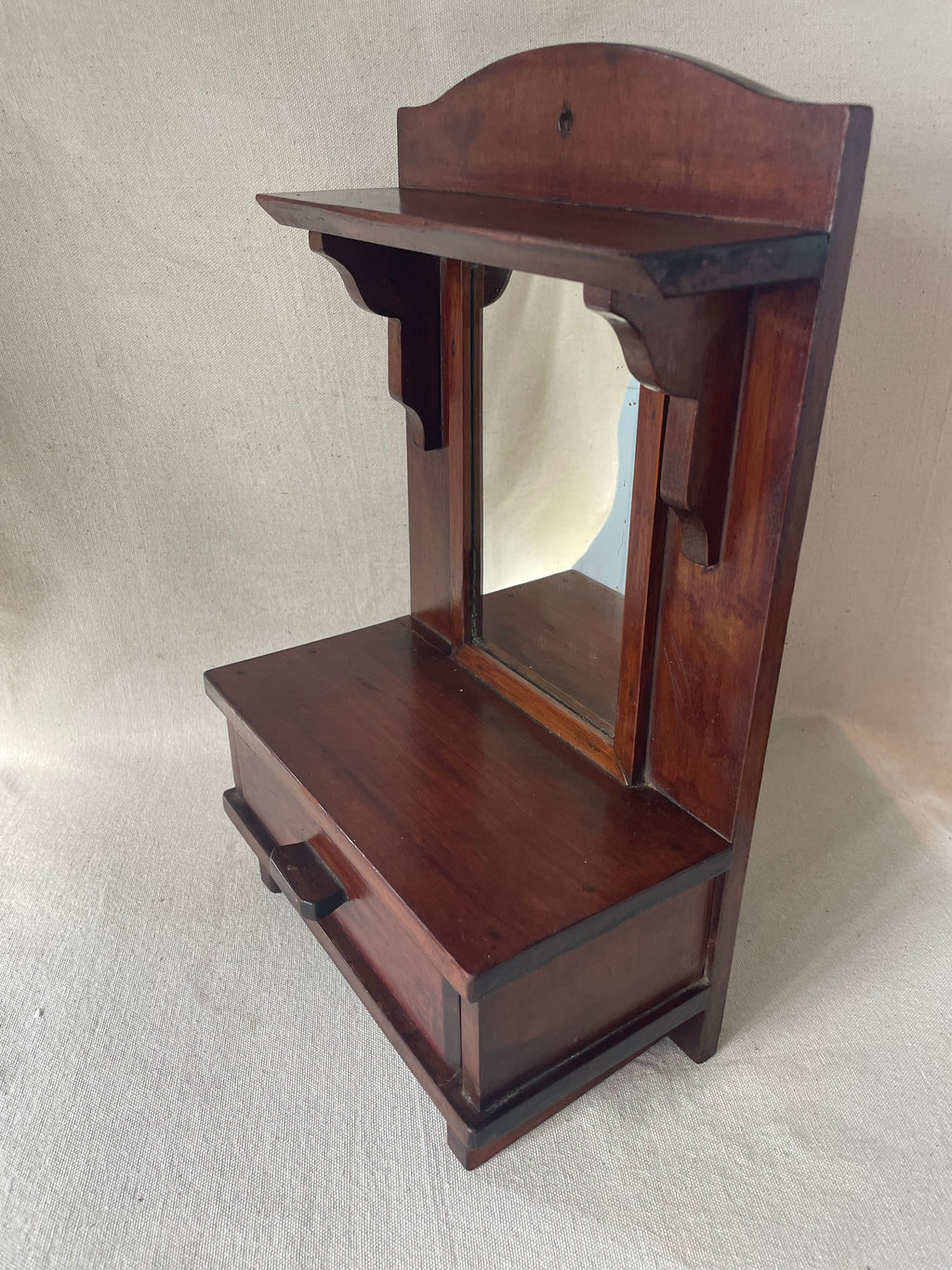 Wooden Standing Folk Mirror With Drawer
