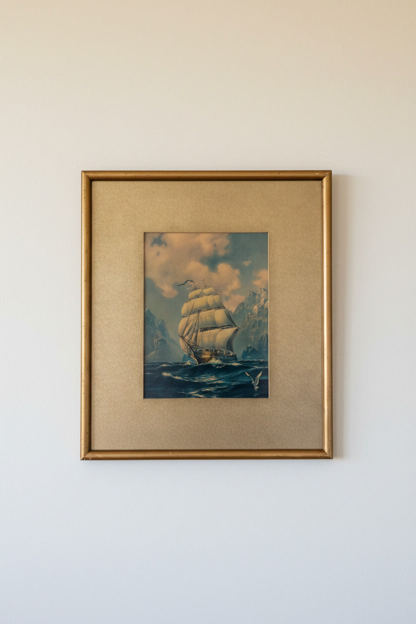 Antique Gold Ship Print