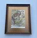 Vintage Otter Lithograph - Otter Eating Fish