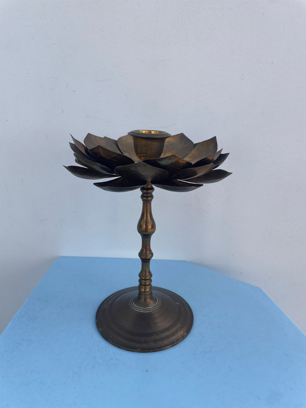 Vintage Brass Lotus Candleholder