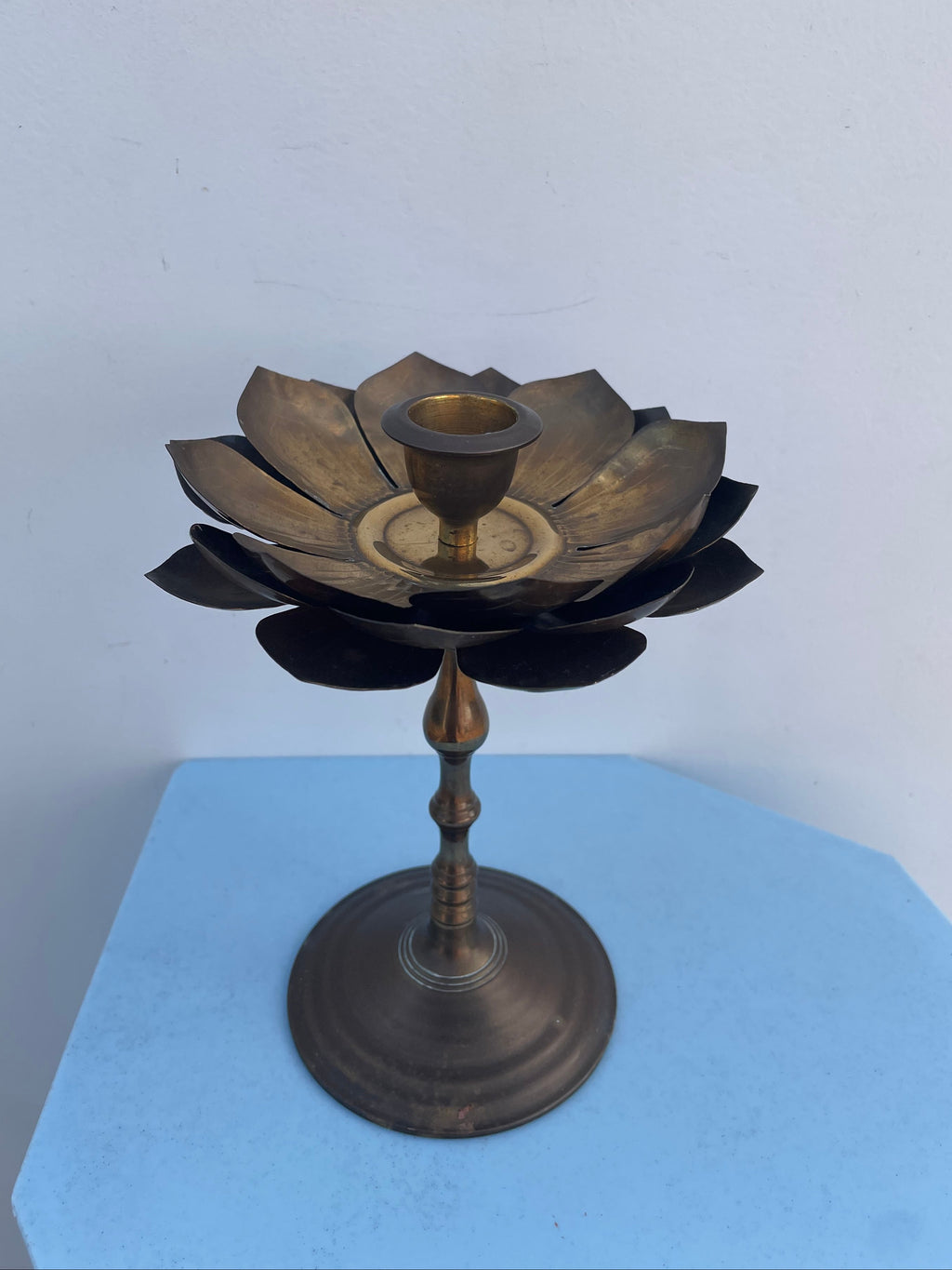 Vintage Brass Lotus Candleholder