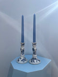 Vintage Blue Onion Porcelain Candleholders