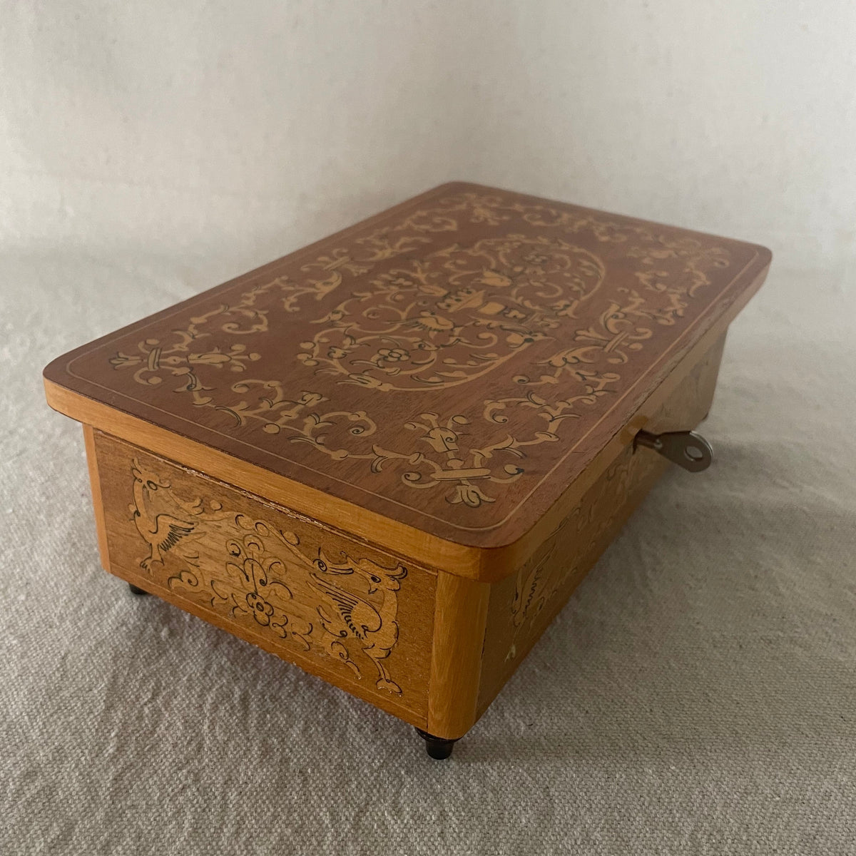 Vintage Italian Sorrento Inlaid Marquetry Music Box - Swiss Movement