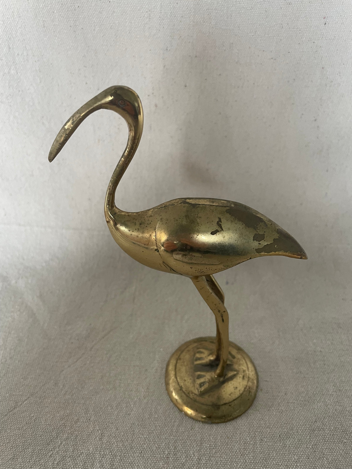 Vintage 1970s Hollywood Regency Solid Brass Ibis Figurine