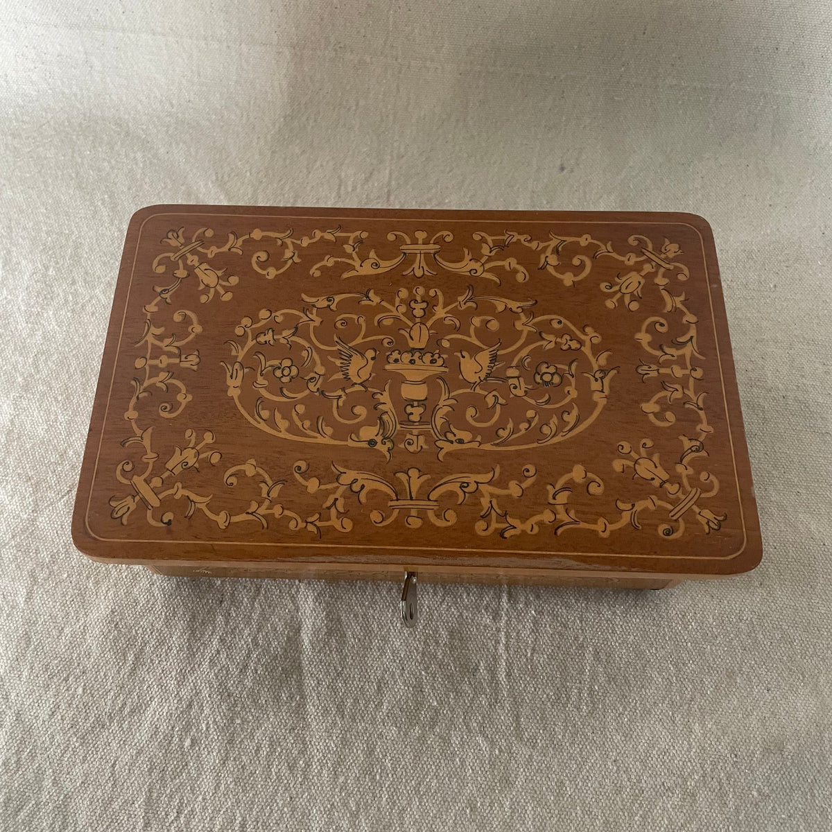 Vintage Italian Sorrento Inlaid Marquetry Music Box - Swiss Movement