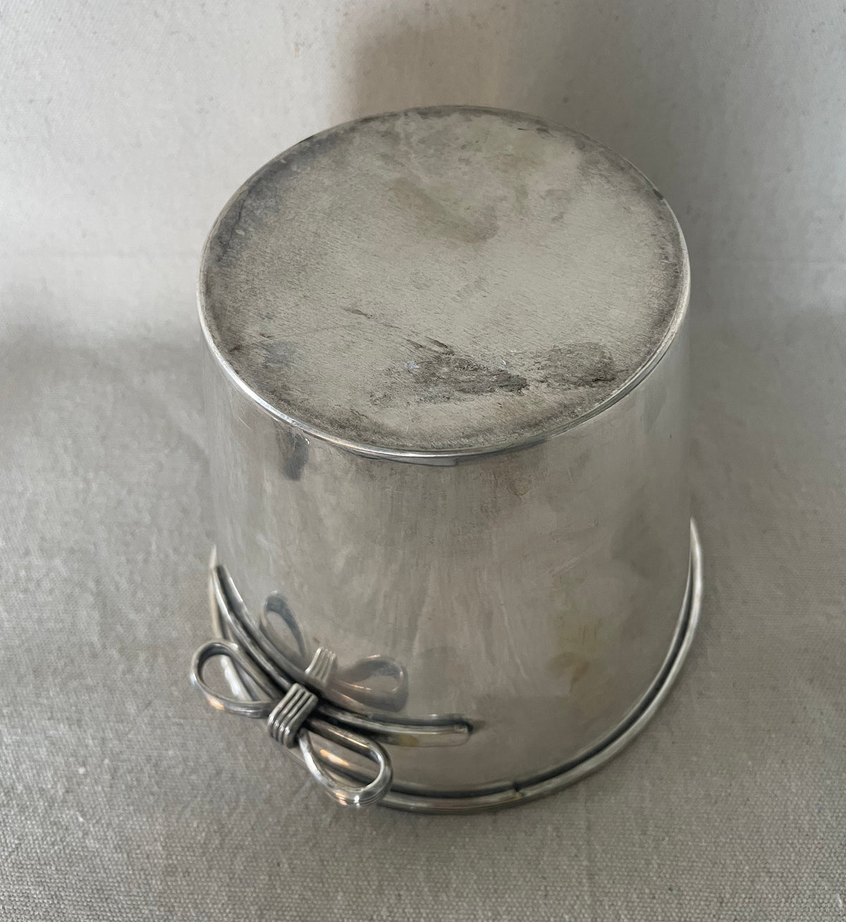 Vintage Bow Handle Silver-Plated Ice Bucket