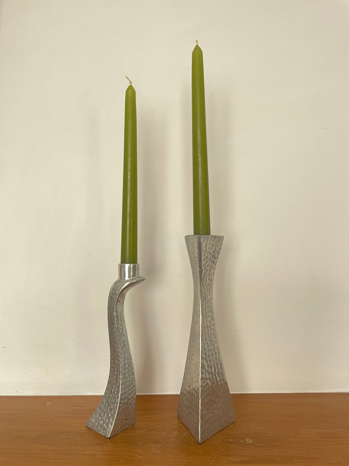 Vintage Postmodern Aluminum Candlestick Pair (c. 1980s)